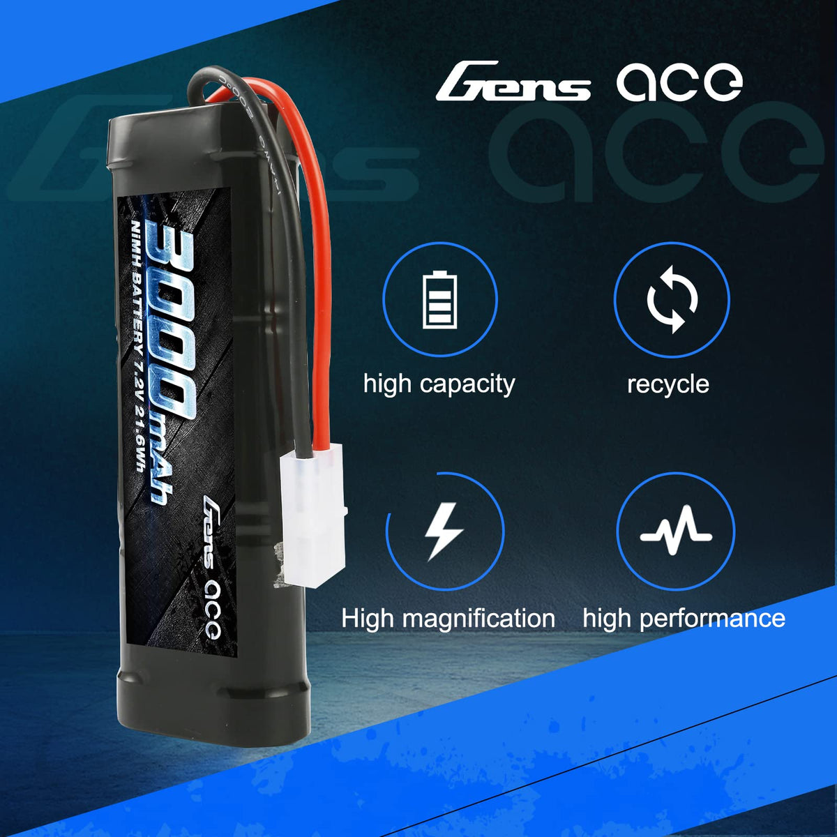 Gens Ace NM30006ST 7.2V 3000mAh 7.2V NiMH: TAM