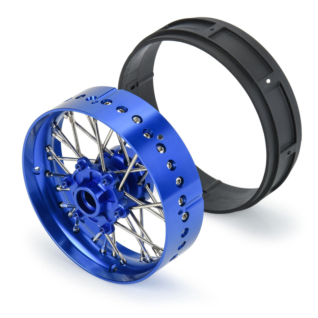 Pro-Line 284700T1 Pro-Spec Aluminum V2 Bead Front Wheel Assembled, Blue for Losi Promoto-SM