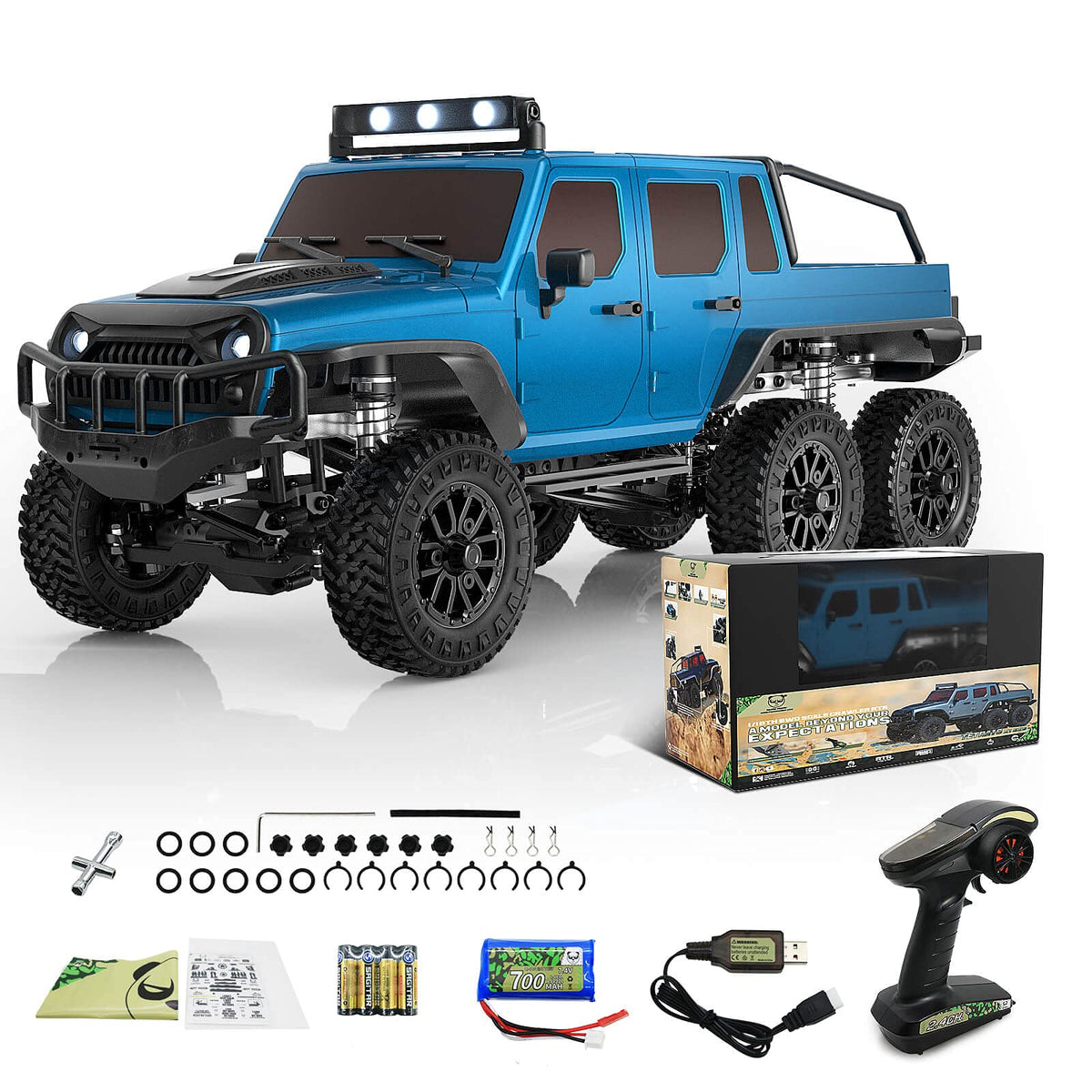 Panda Hobby 1861B 1/18 Tetra18 X1 6X6 RTR Scale Mini Crawler, Blue