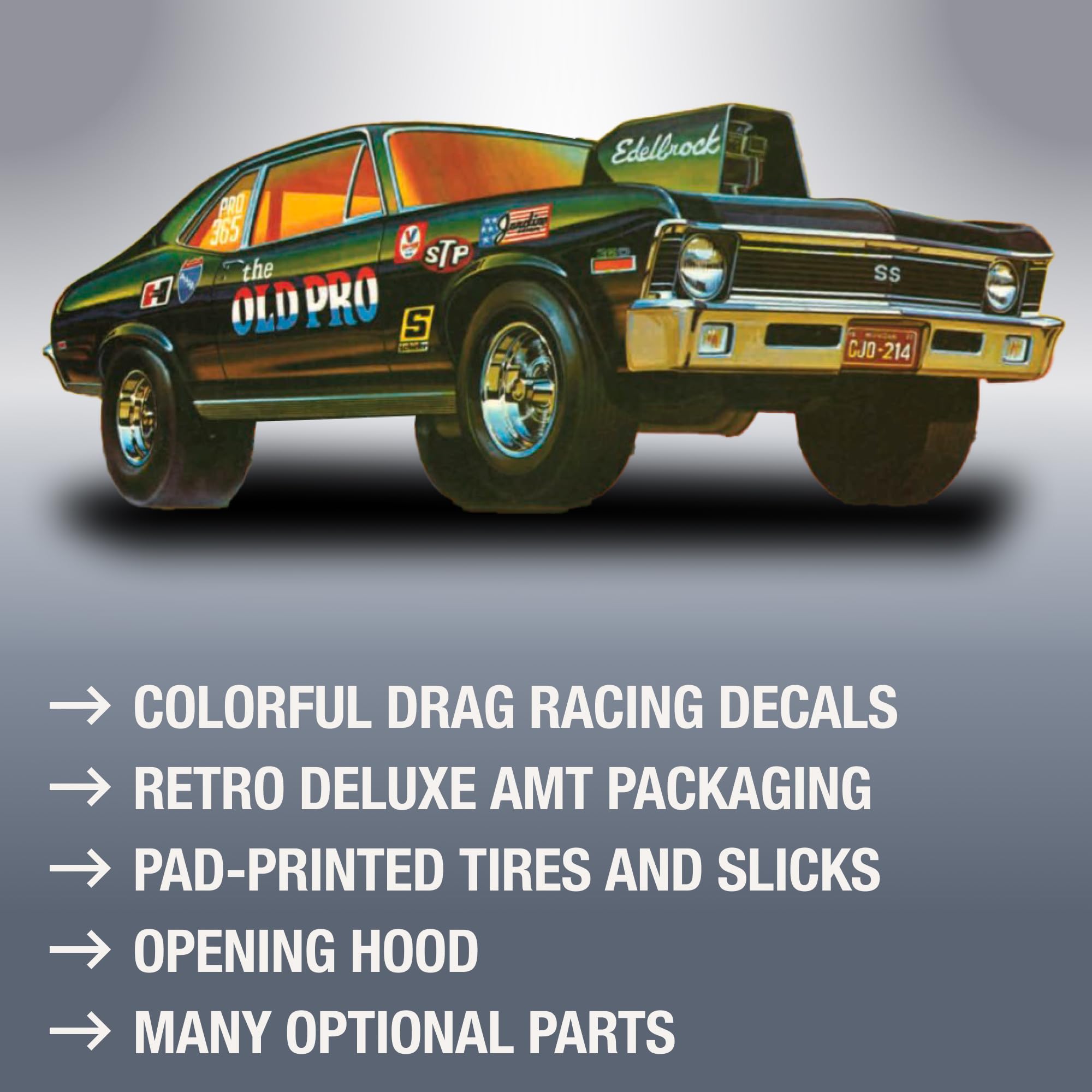 AMT 1142 1972 Chevy Nova SS "Old Pro" Pro Stocker 2-in-1 1/25 Plastic Model Kit