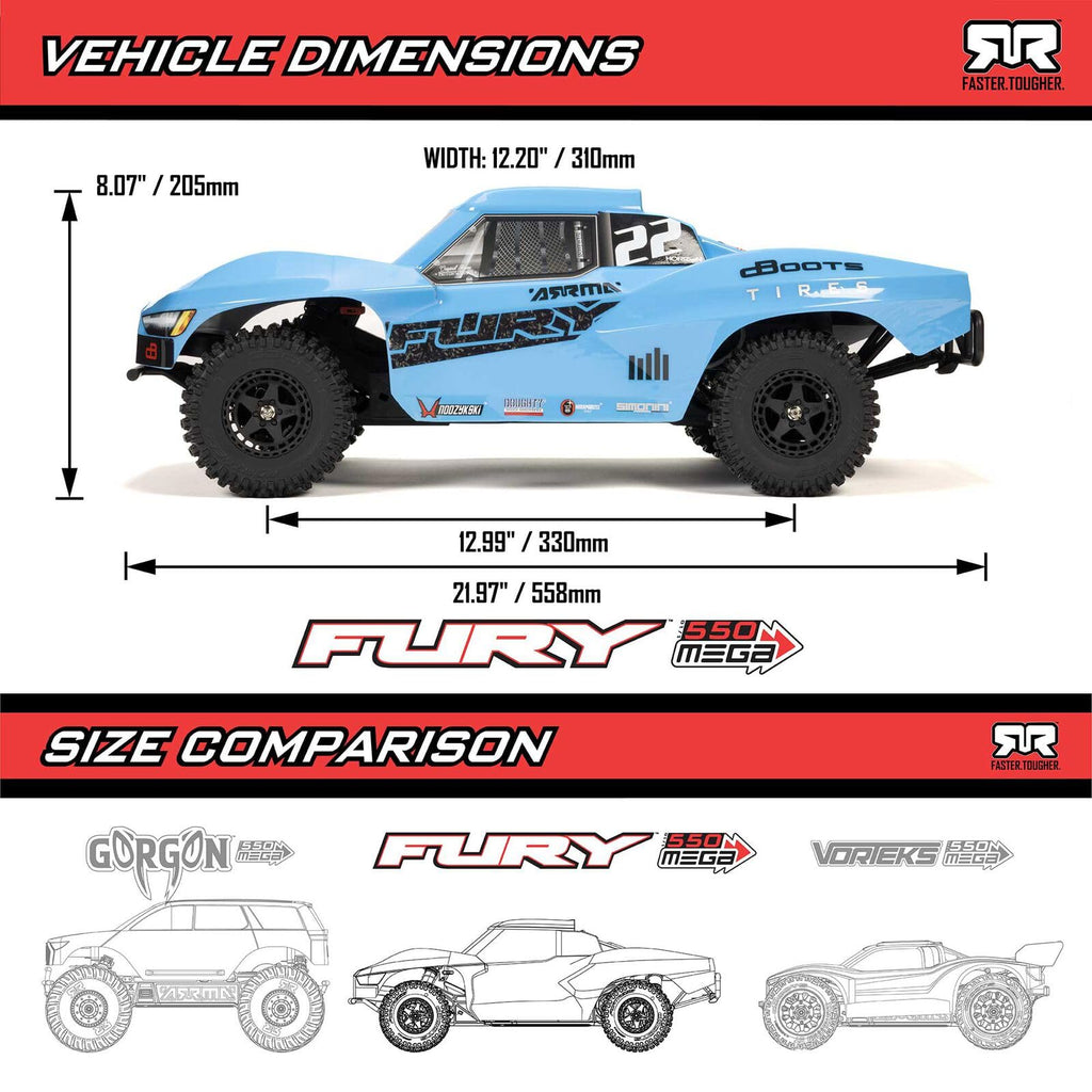 ARRMA RC Truck 1/10 Fury 2wd Short Course Truck RTR
