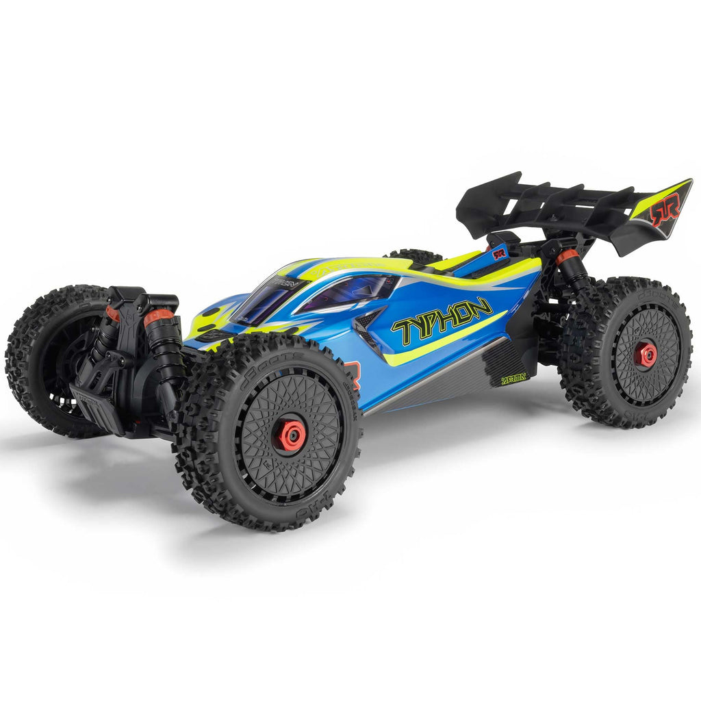 ARRMA ARA4206V4T1 RC Car 1/8 Typhon 4X4 RTR Brushed Buggy, Blue (Battery and Charger Not Included), ARA4206V4T1