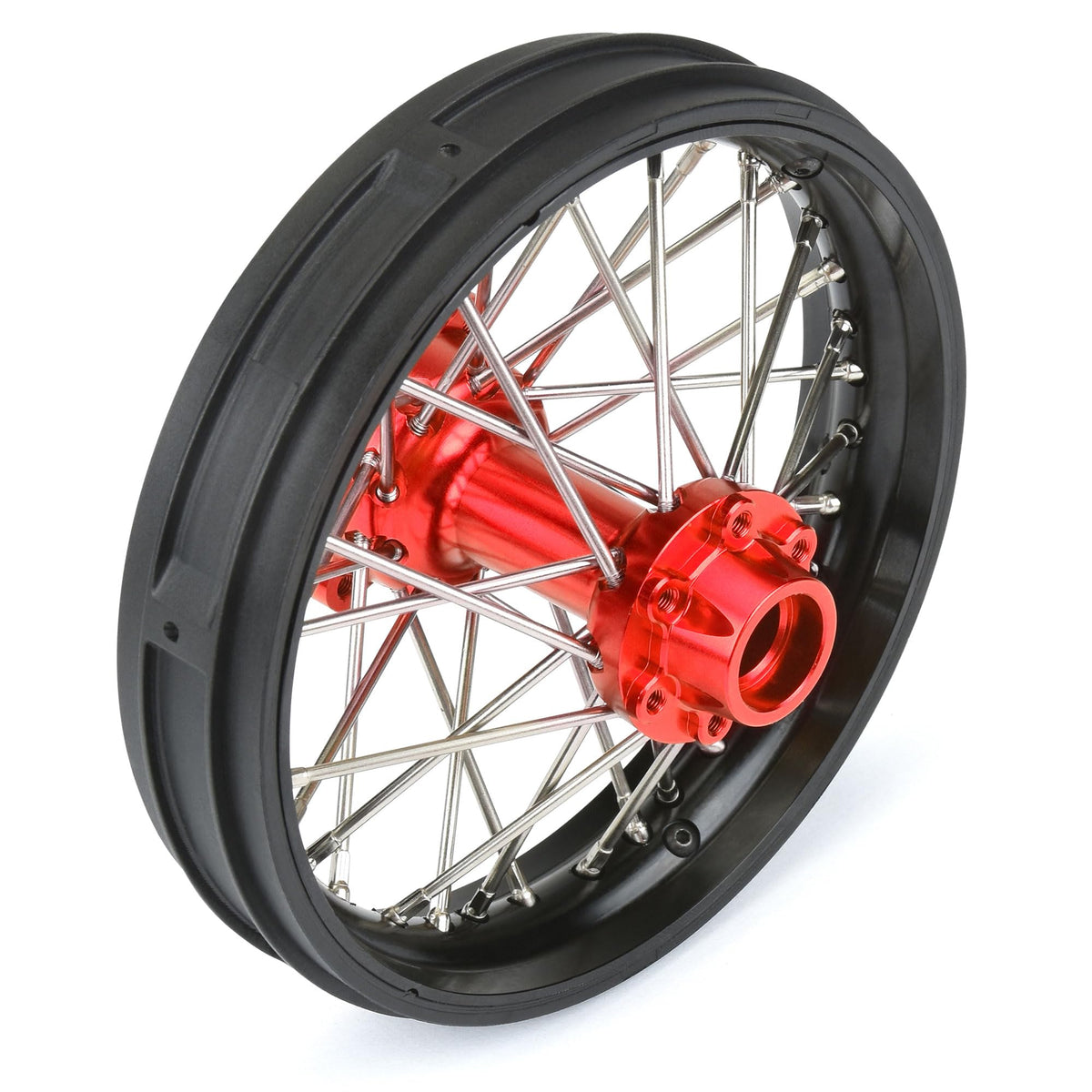 Pro-Line 283700T2 1/4 Pro-Spec Aluminum V2 Bead Rear Wheel, Black/Red: Promoto-MX