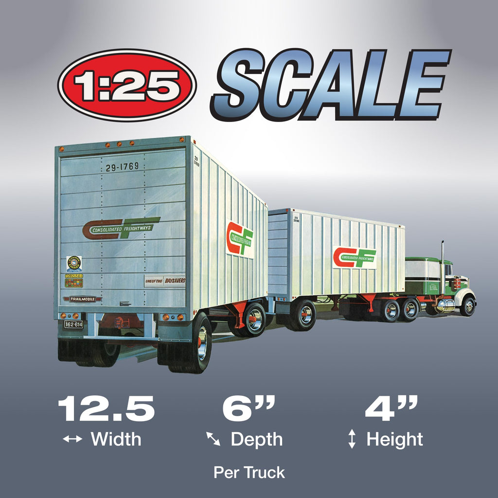 AMT 1132 1/25 Double Header Tandem Van Trailers Truck Model Kit Trailmobile