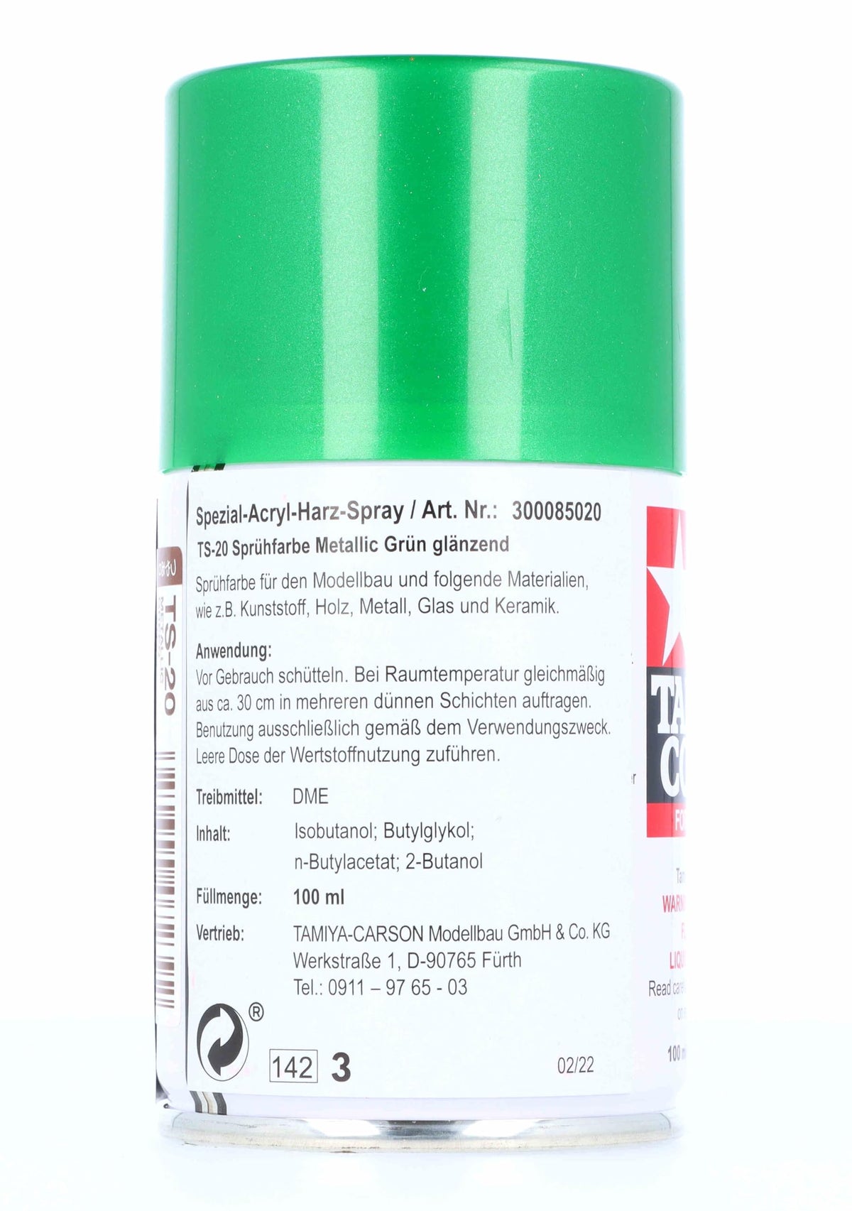 Tamiya 85020 Spray Lacquer TS-20 Metal Green - 100ml Spray Can