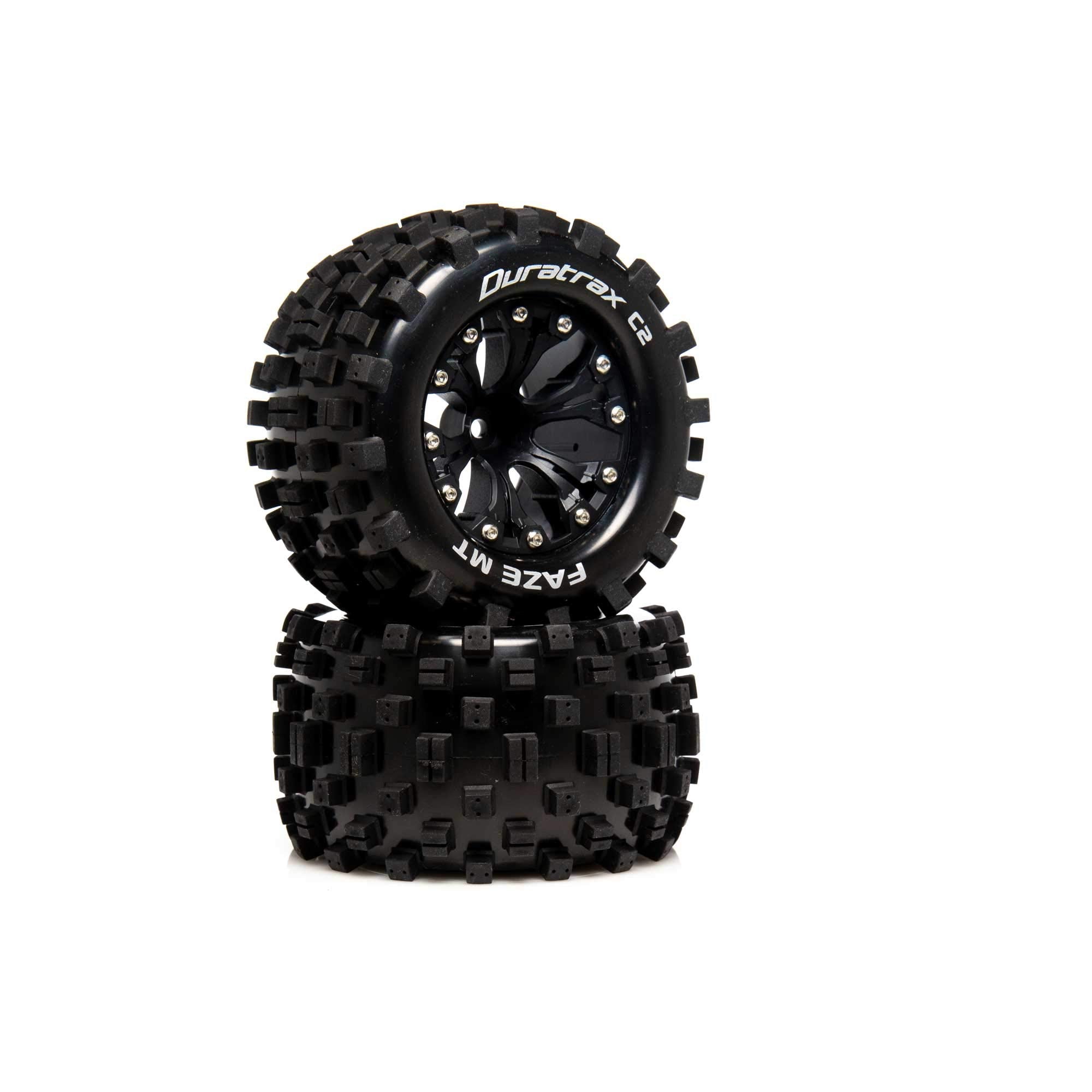 DuraTrax DTXC5553 FAZE MT 2.8 Mounted F/R C2 .5 Offset Black (2)