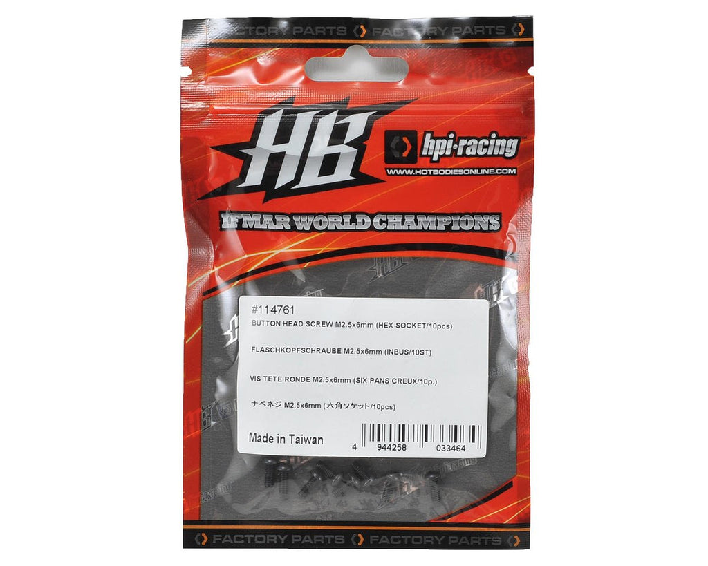 HPI Racing 114761 Button Head Screw M2.5X6mm (Hex Socket/10pcs)