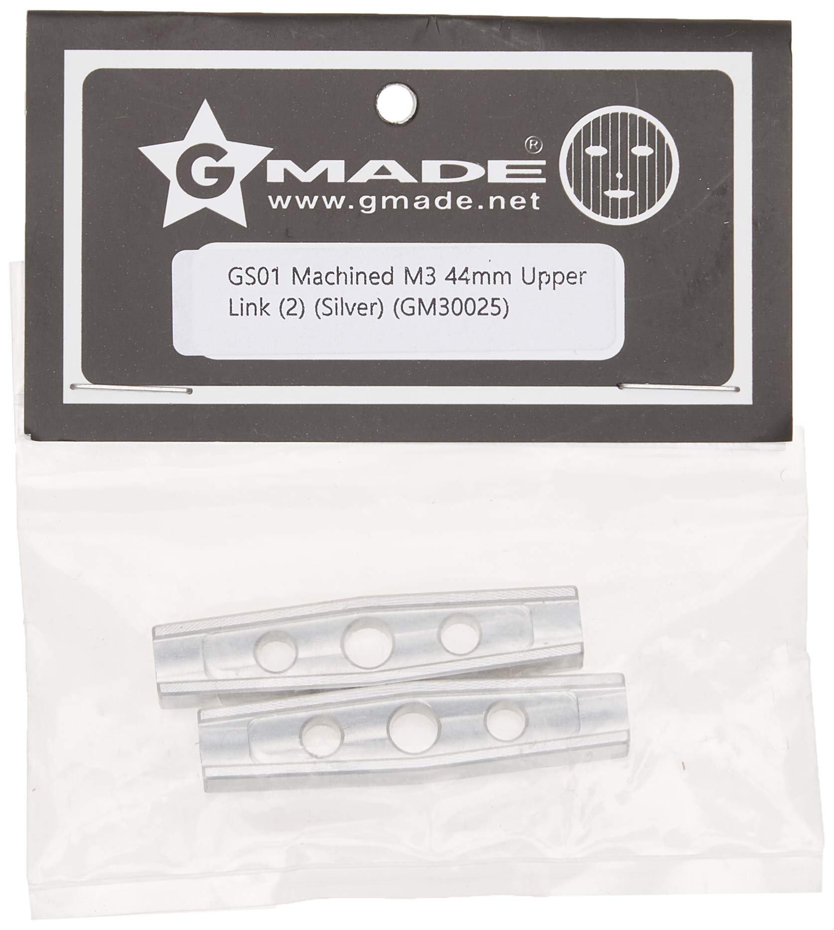 Gmade 30025 GS01 Machined M3 44mm Upper Link (2) (Silver)