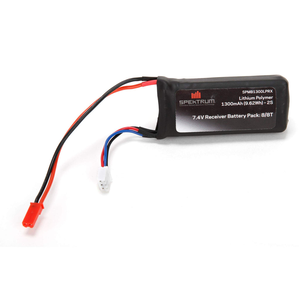 Spektrum SPMB1300LPRX 7.4V 1300mAh 2S 5C LiPo Receiver Battery Pack: JST Connector