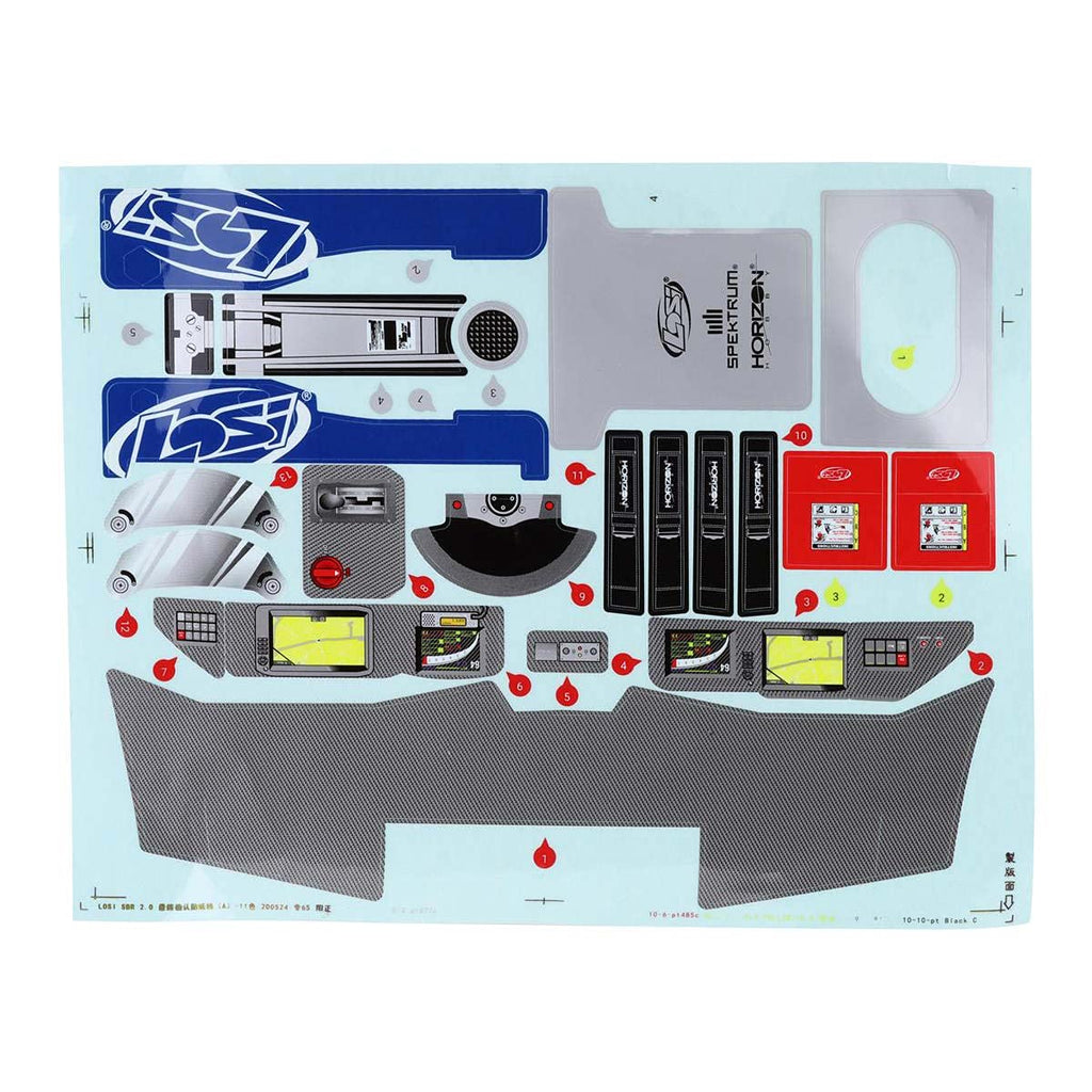 Losi LOS250047 Interior Set w/Helmets, Clear: SBR 2.0