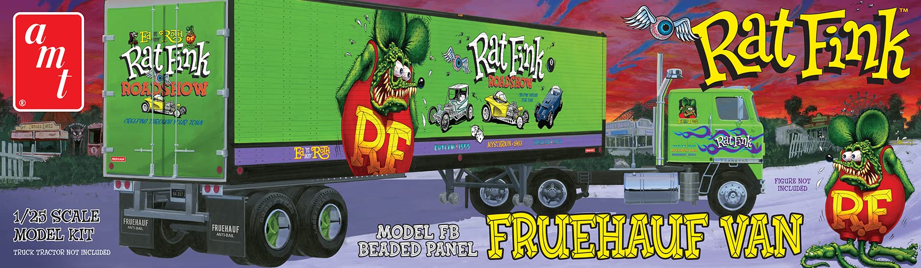 AMT 1292 Fruehauf Beaded Van Trailer Hauler - Rat Fink 1:25 Model Kit
