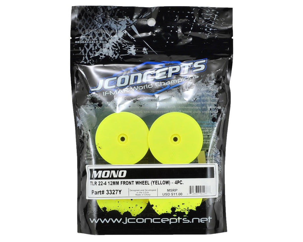 J Concepts JCO3327Y Mono, 2.2" 12mm Hex Fontr Wheel,Yel:TLR 22-4 (4)