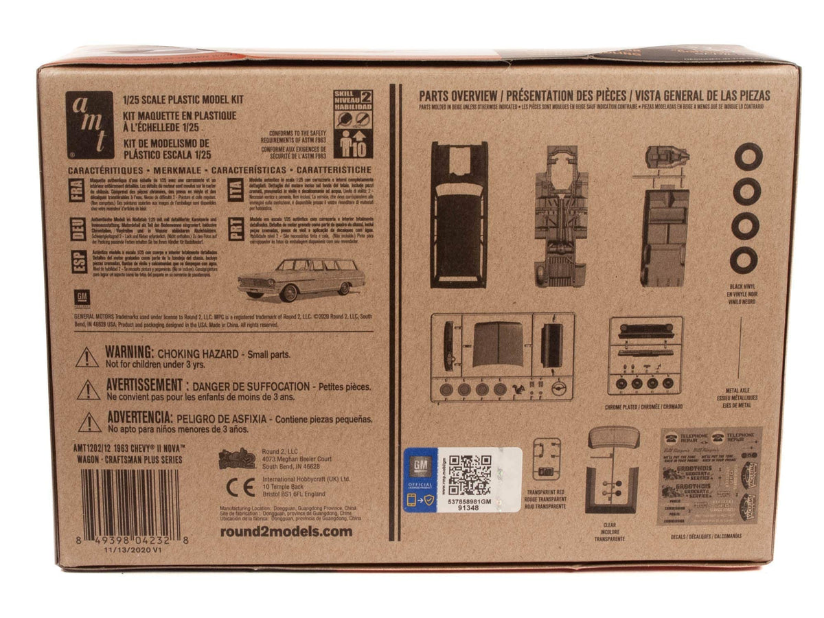 AMT 1202 1/25 1963 Chevy II Nova Station Wagon Craftsman Model Kit