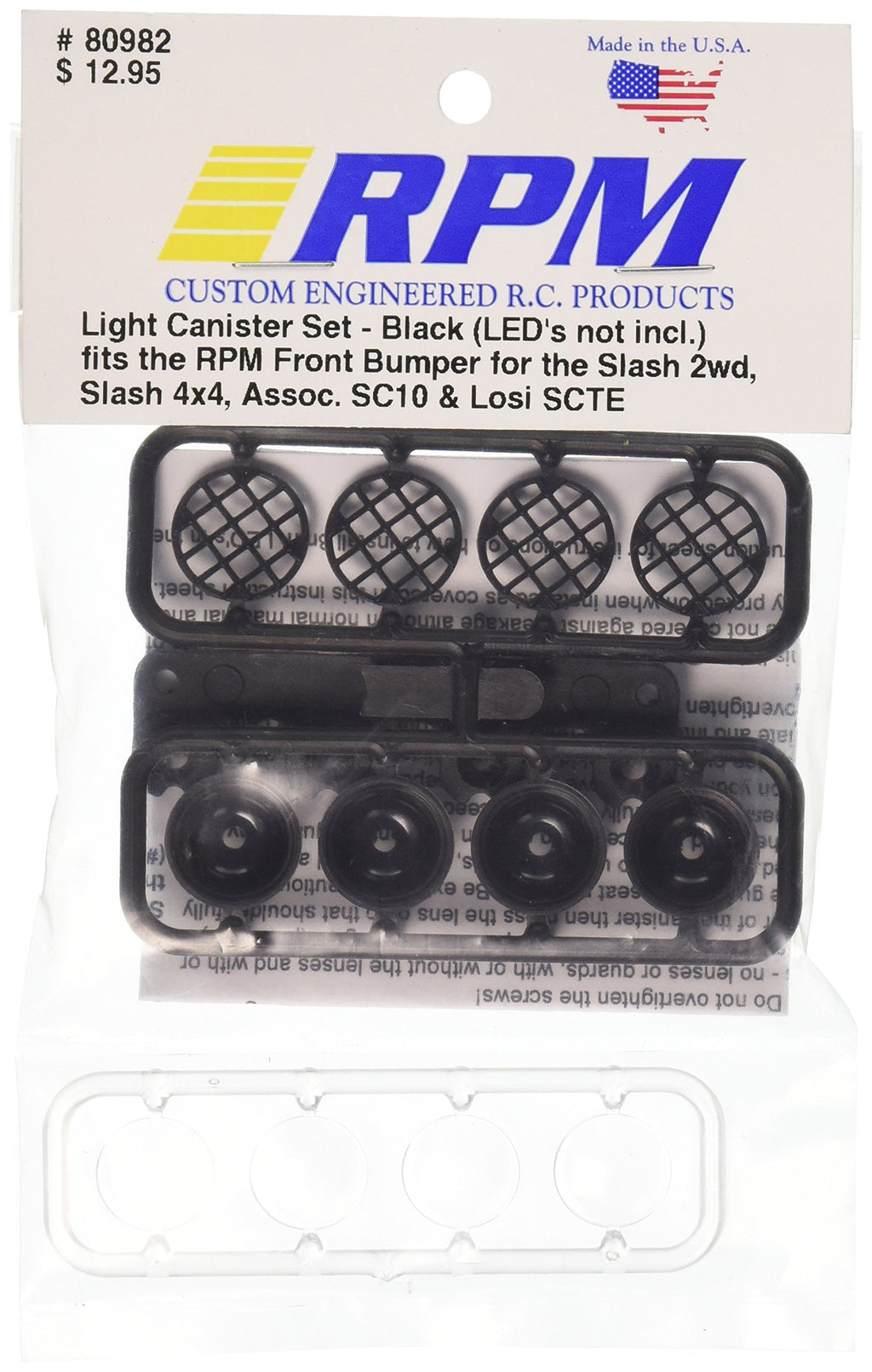 RPM 80982 Bumper Light Canister Set, Black: 1/10 Slash 2wd