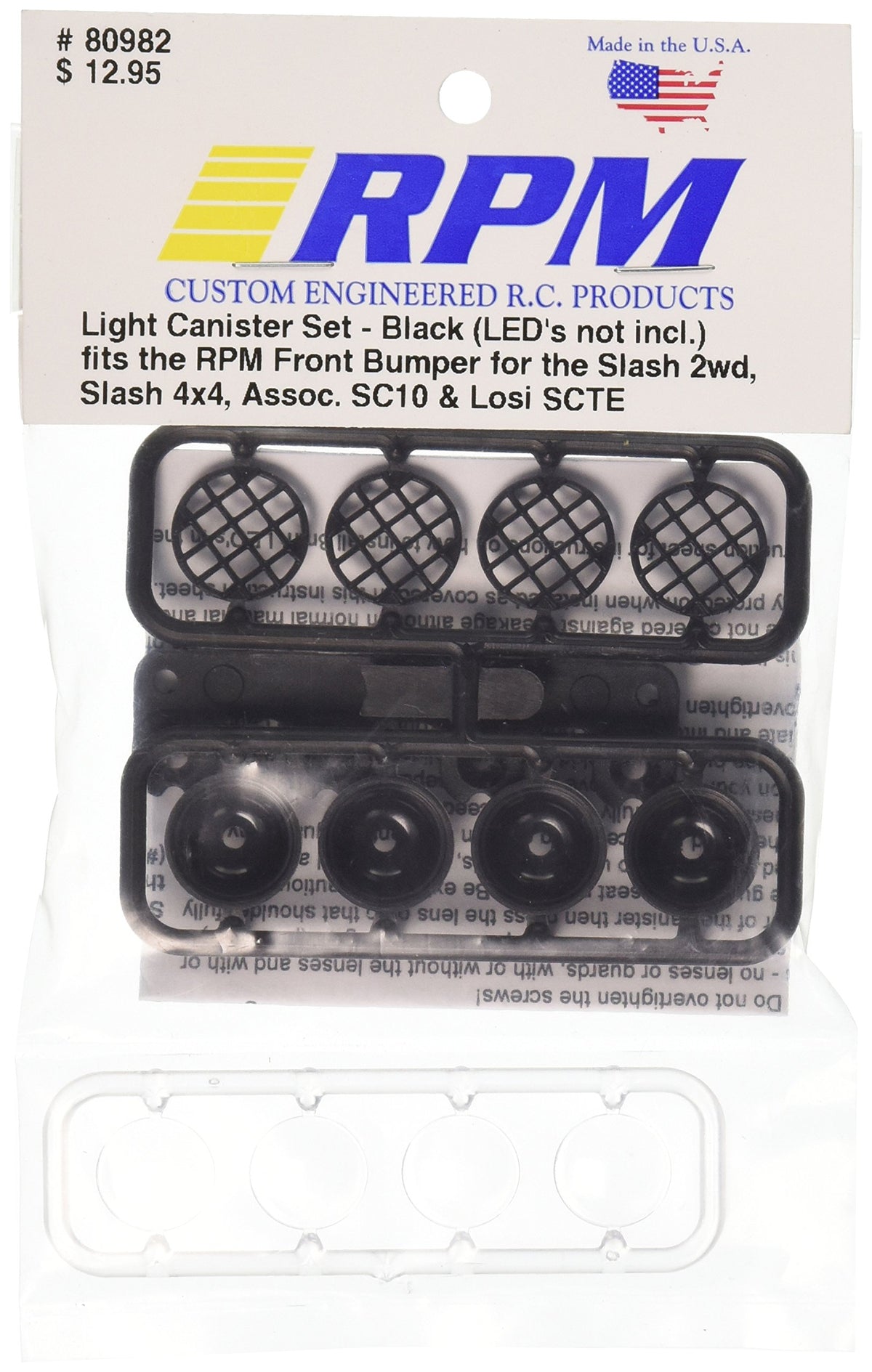 RPM 80982 Bumper Light Canister Set, Black: 1/10 Slash 2wd