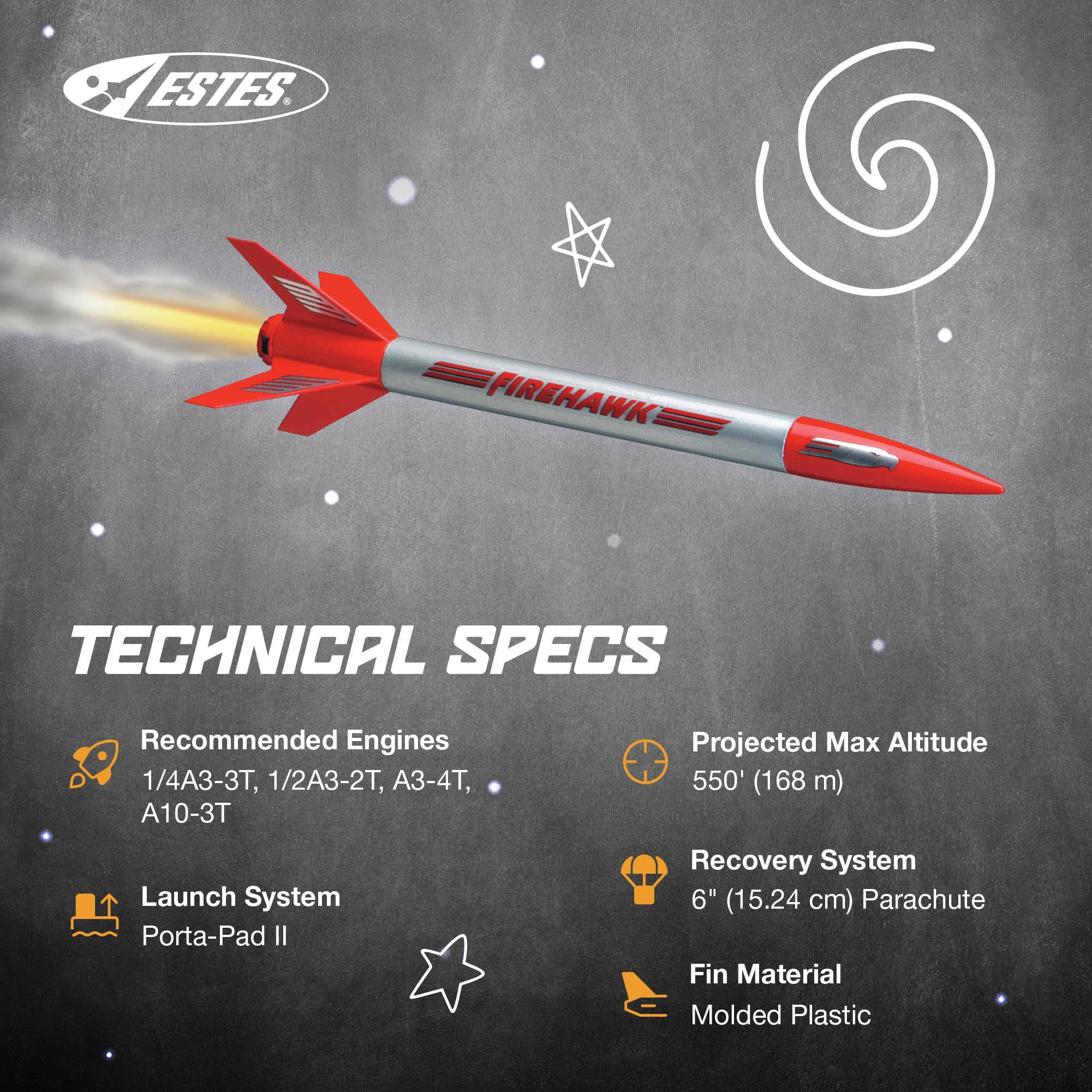 Estes 0804 Firehawk Kit E2X Easy-to-Assemble Rocket Kit