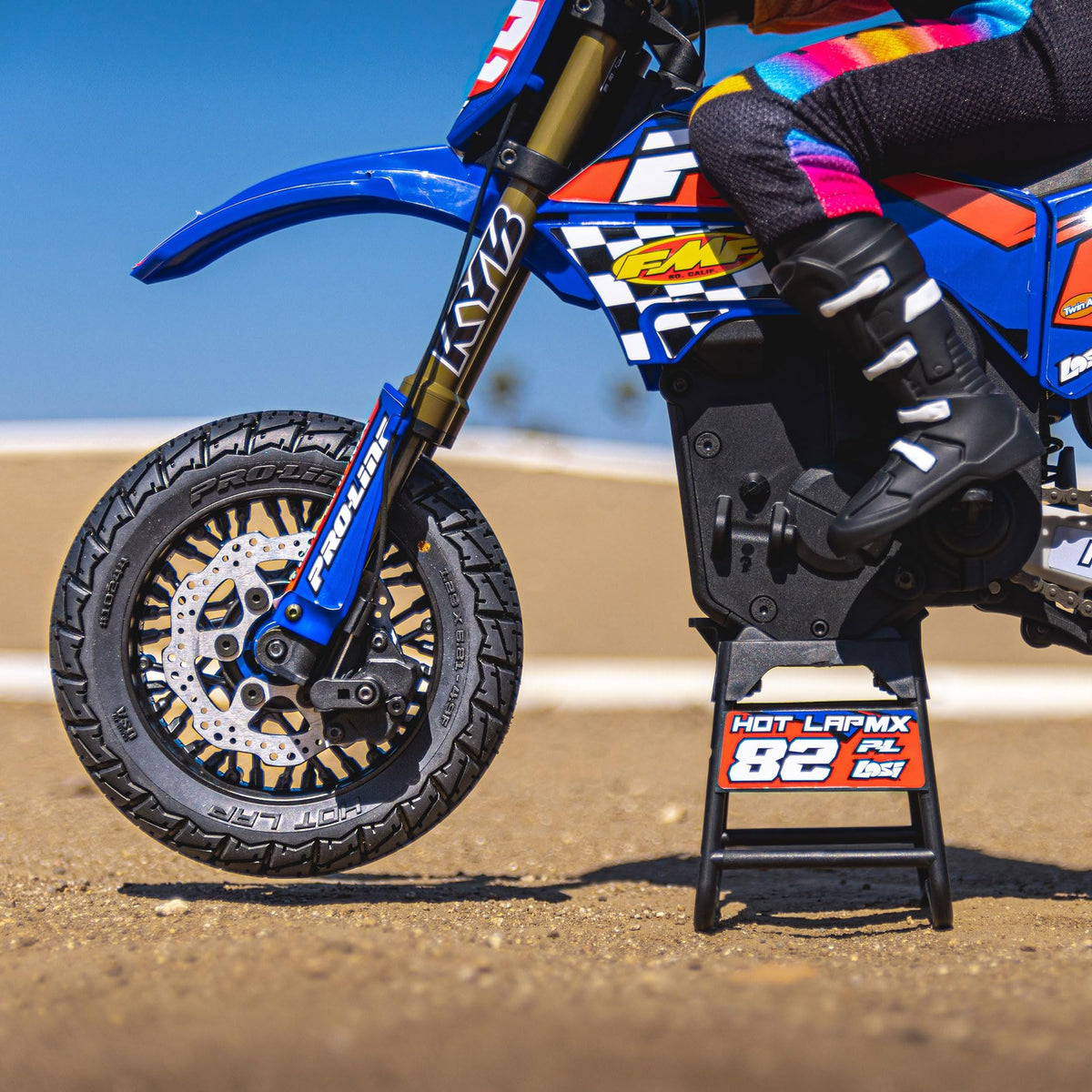 Pro-Line 1024410 Hot Lap S3 Motorcycle Front Tire Mounted on Black Supermoto Wheel for Promoto-MX Front
