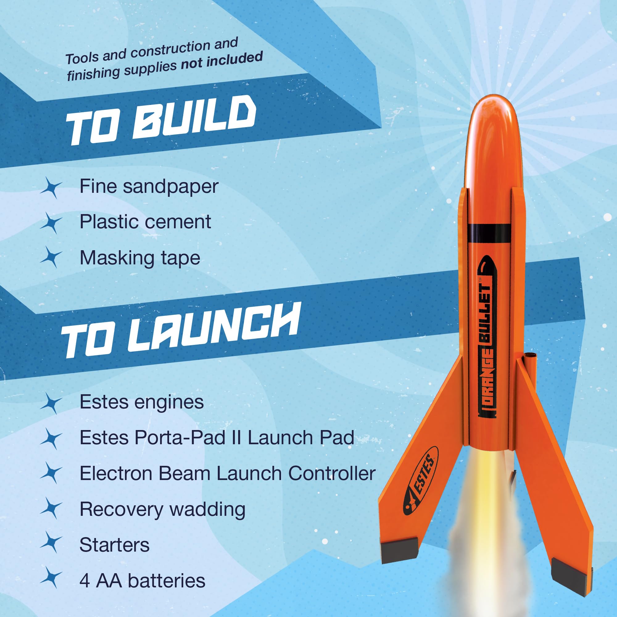 Estes 7295 Orange Bullet Designer Model Rocket Kit, Intermediate