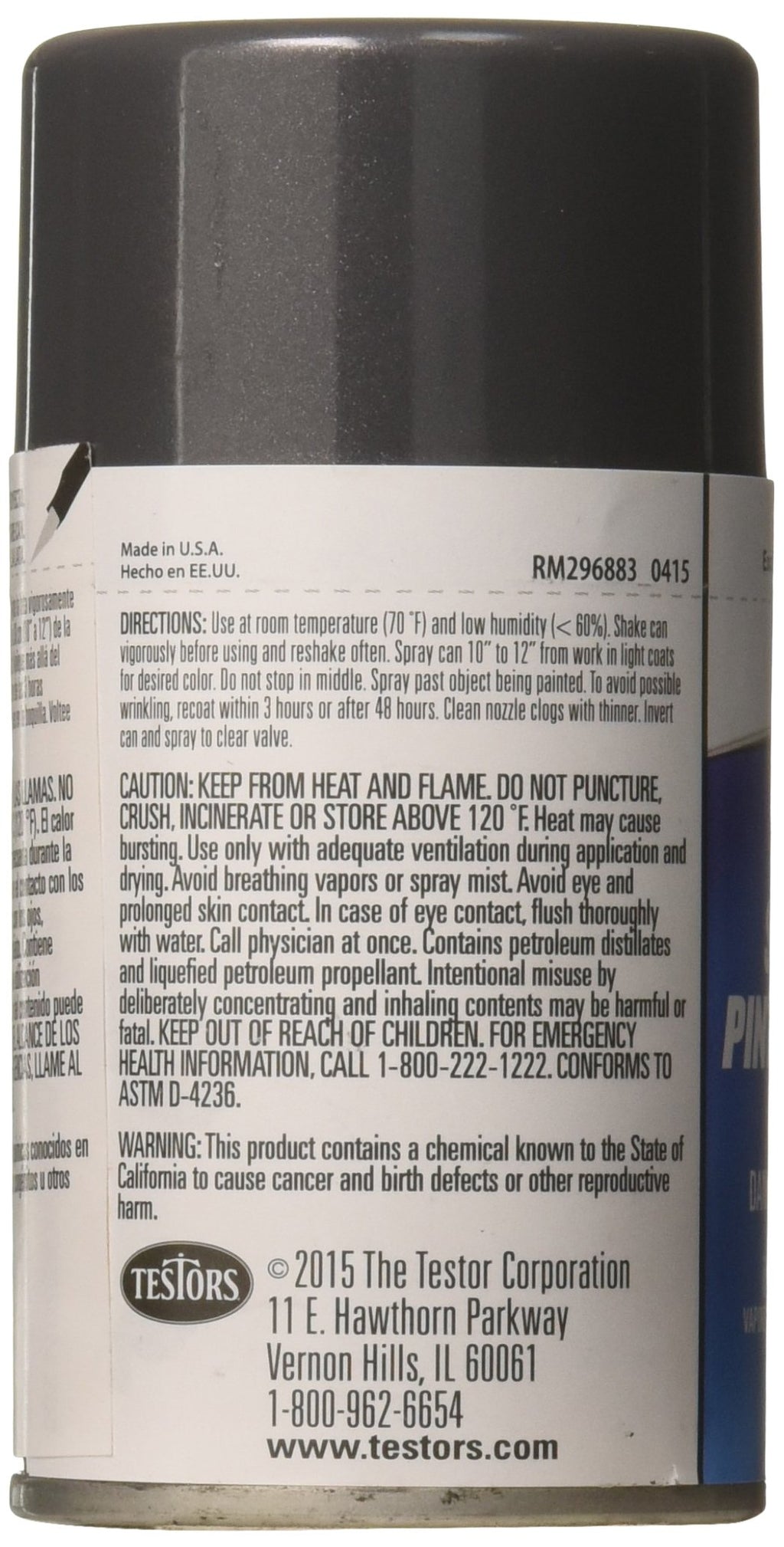 Testors 1253T Enamel Spray Paint, 3oz Graphite Gray Metallic