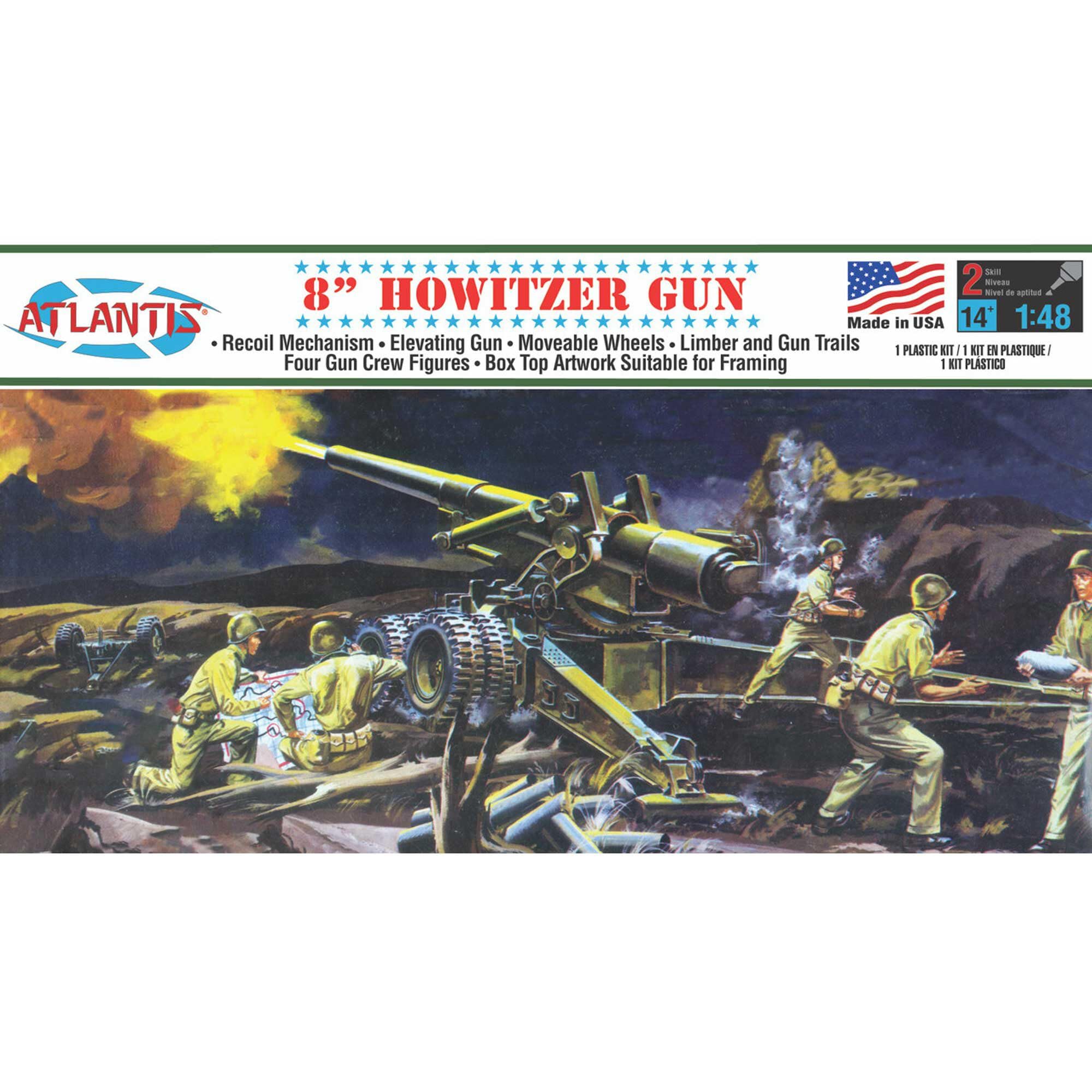 Atlantis A307 8" Howitzer Gun Plastic Model Kit 1/48