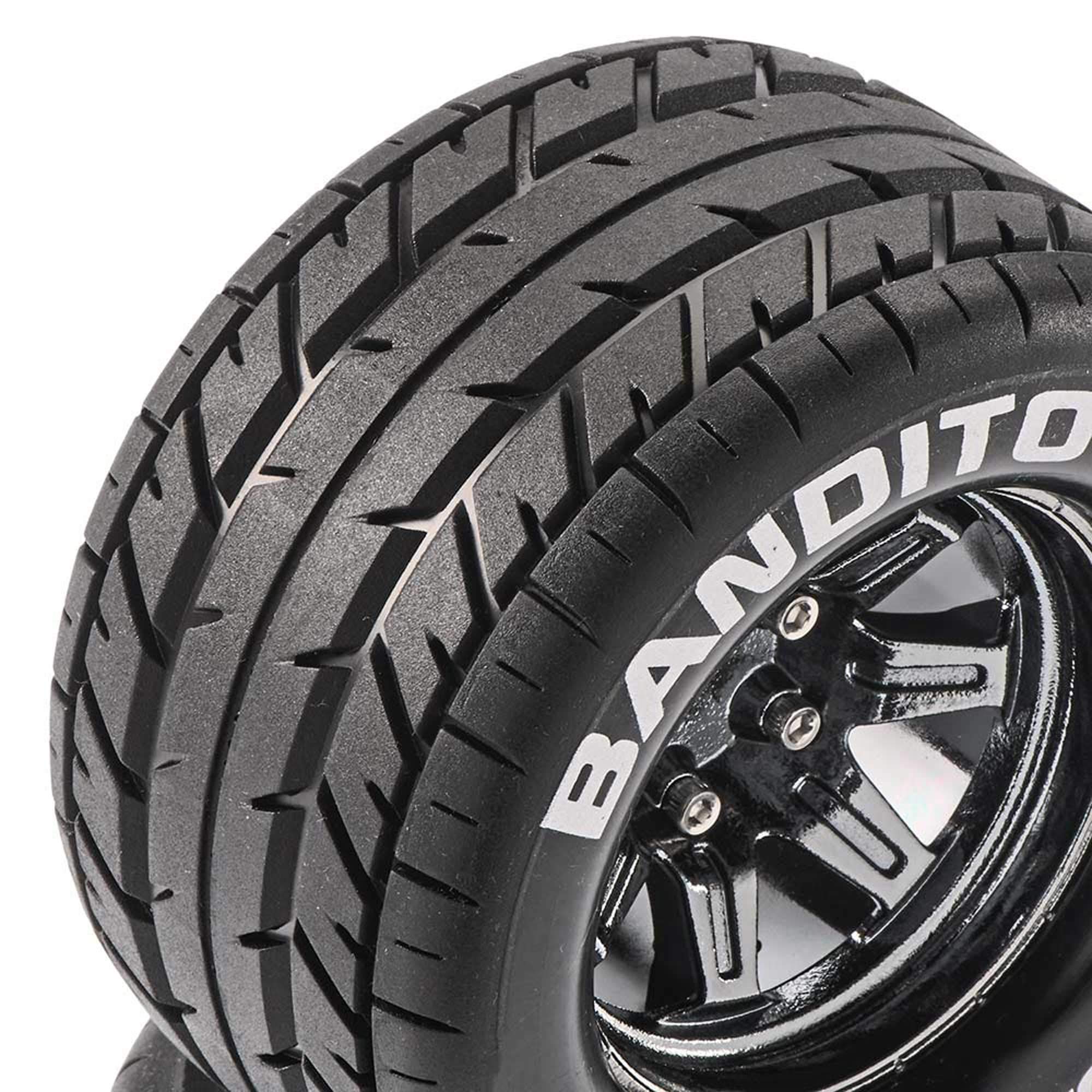 DuraTrax DTXC5251 Bandito MT 2.8 Mounted Blck Chrome 14mm Hex(2)