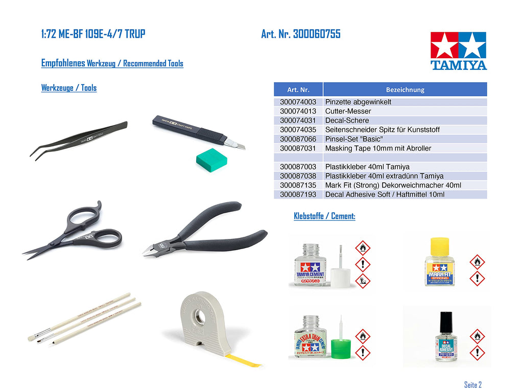 Tamiya 60755 1/72 Messerschmitt Bf109 E-4/7 TROP
