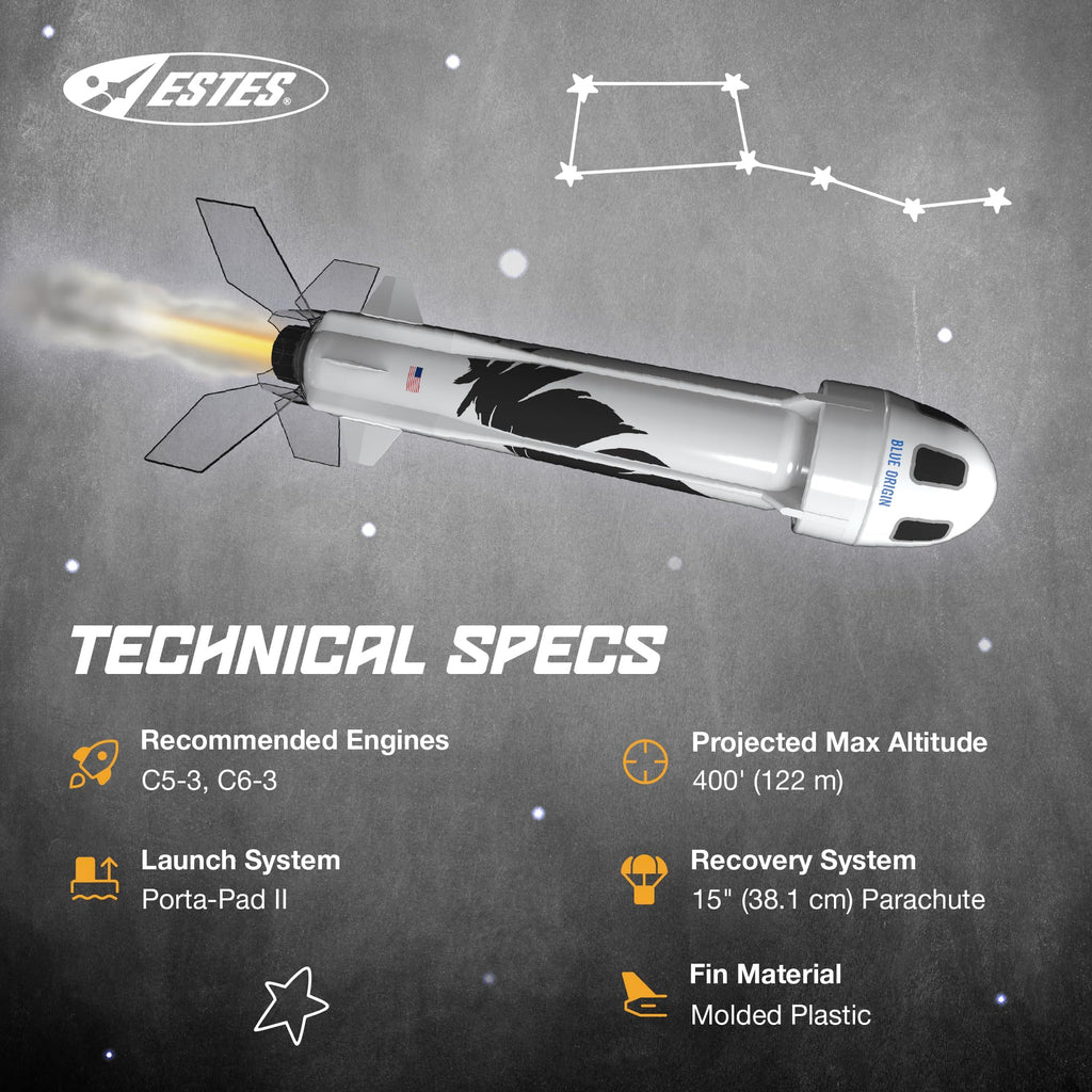 Estes 2198 Blue Origin New Shepard Model Rocket Kit