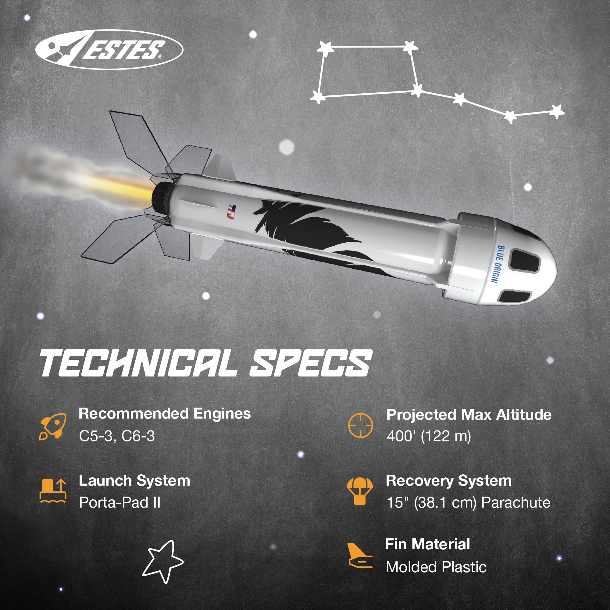 Estes 2198 Blue Origin New Shepard Model Rocket Kit