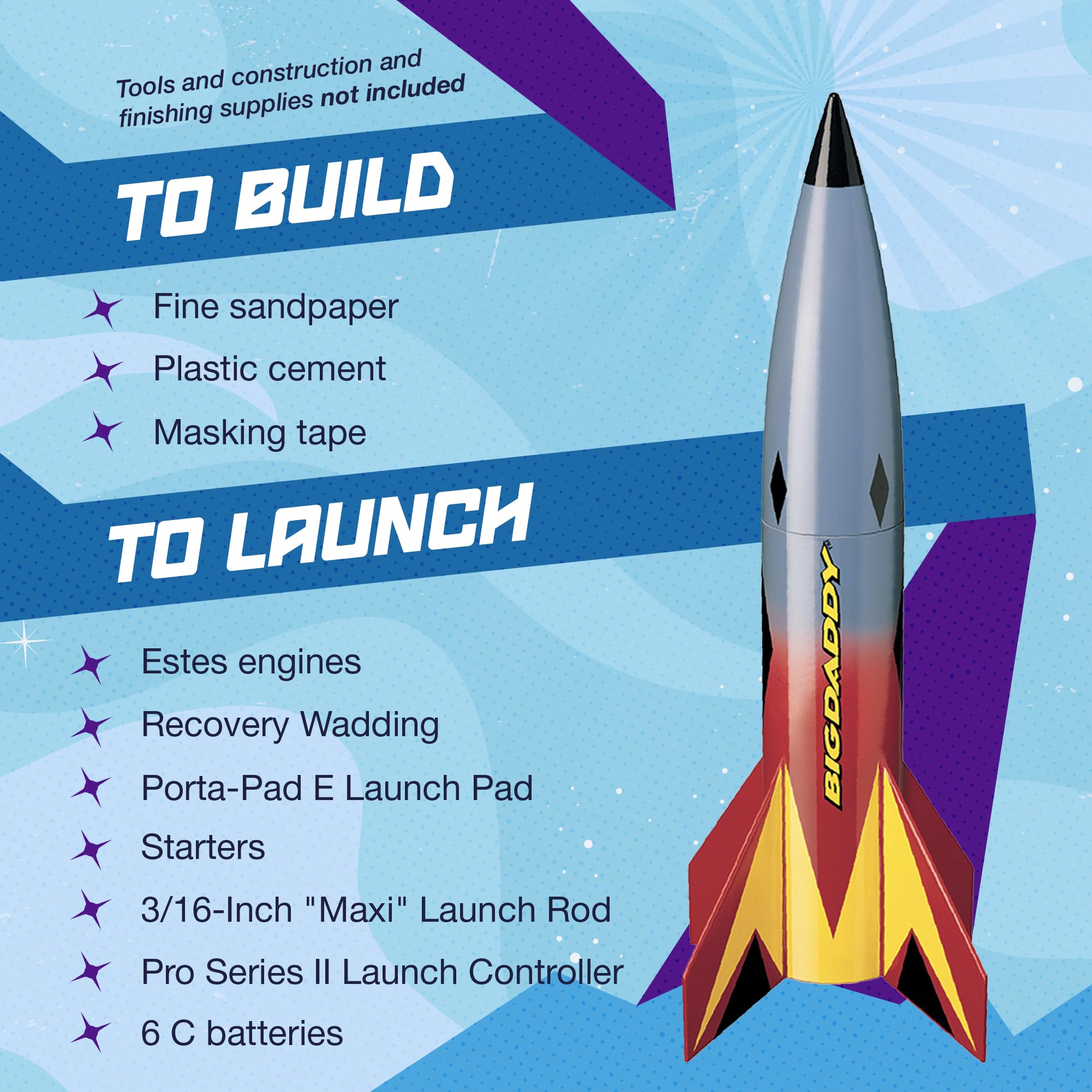 Estes 2162 Big Daddy E Model Rocket Kit, Skill Level 2