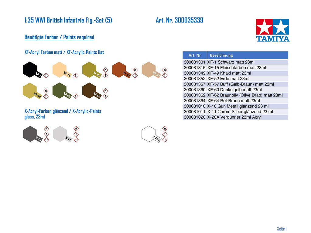 Tamiya 35339 35339, 1/35 WWI British Infantry Set