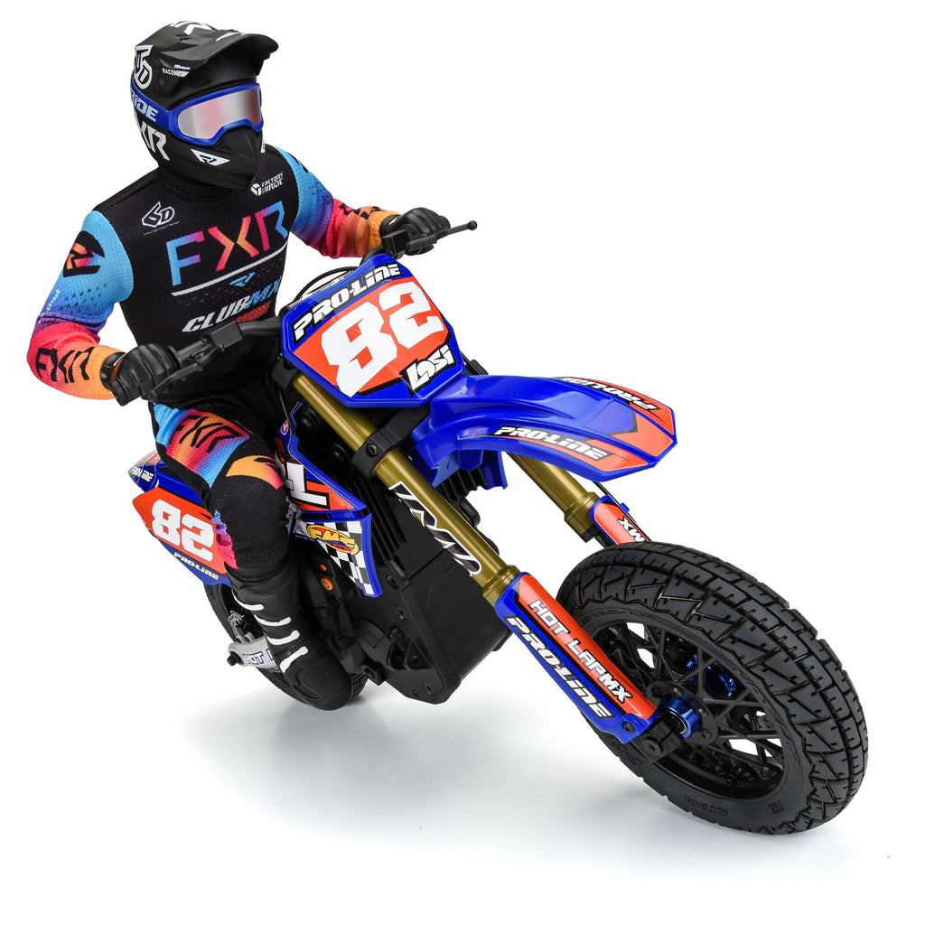 Pro-Line 1024410 Hot Lap S3 Motorcycle Front Tire Mounted on Black Supermoto Wheel for Promoto-MX Front