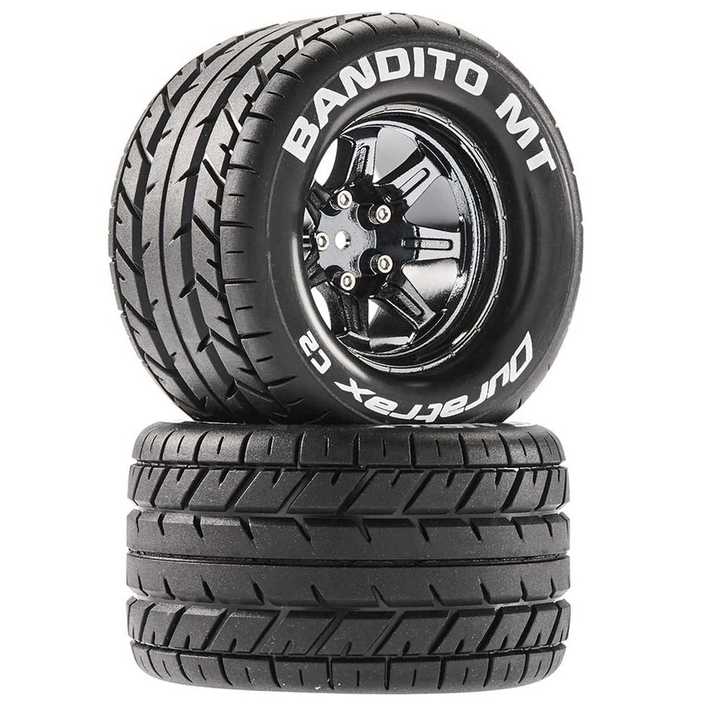 DuraTrax DTXC5251 Bandito MT 2.8 Mounted Blck Chrome 14mm Hex(2)