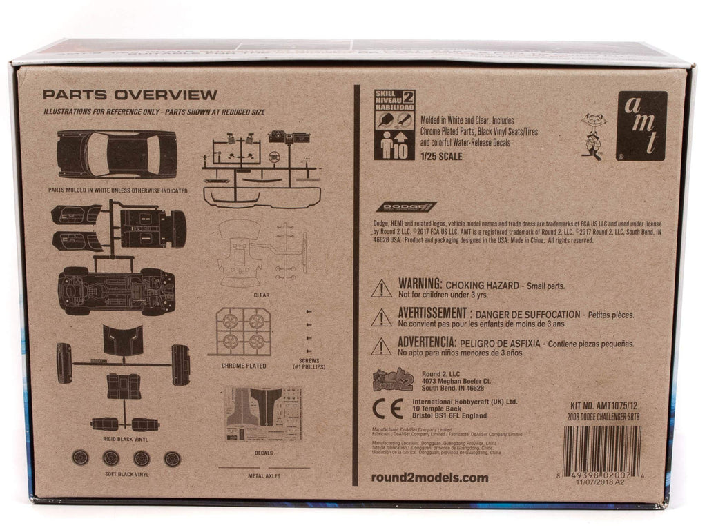 AMT 1075 1/25 2008 Dodge Challenger SRT8 Showroom Replicas Model Kit