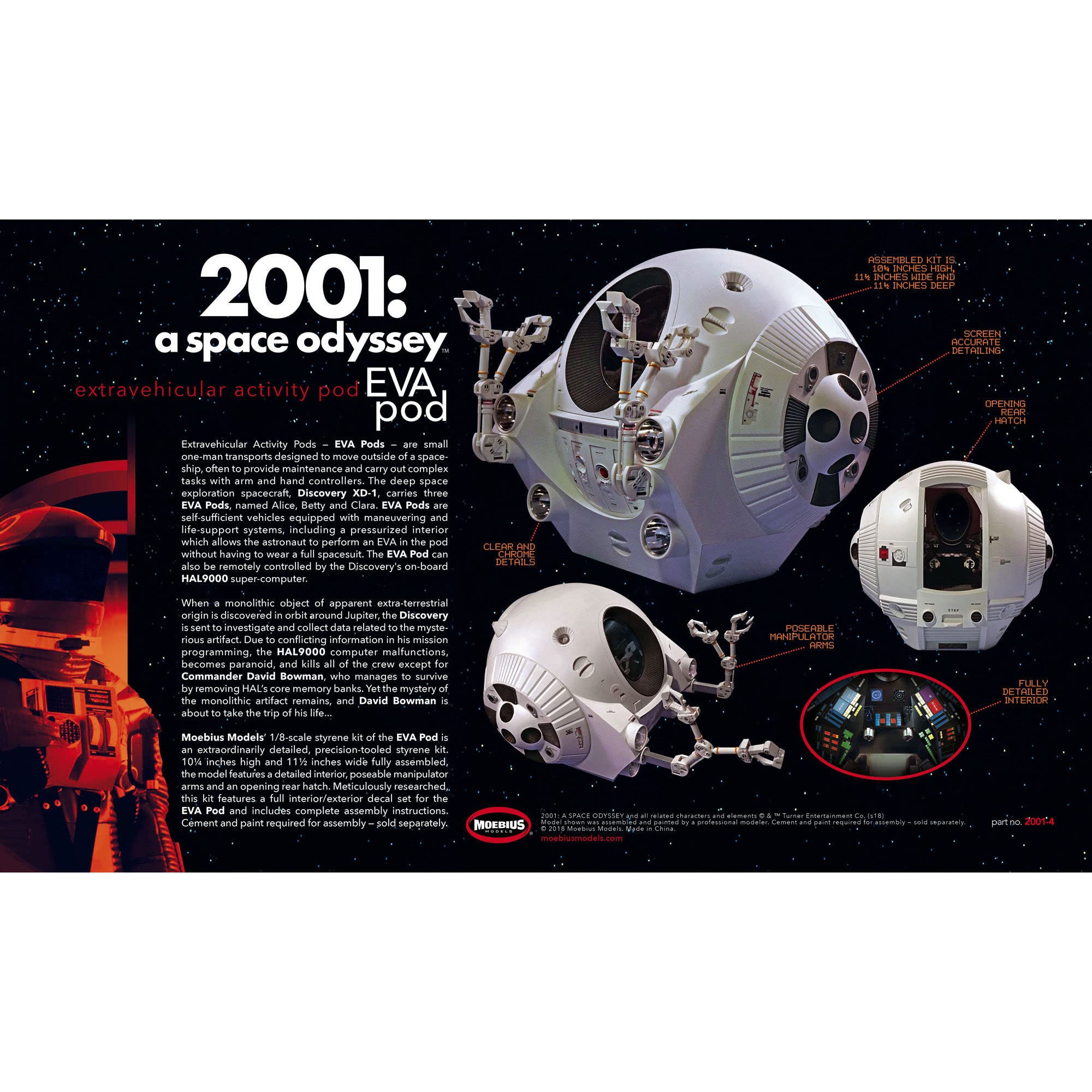 Moebius Models 20014 1/8 2001 Space Odyssey EVA Pod Model Kit