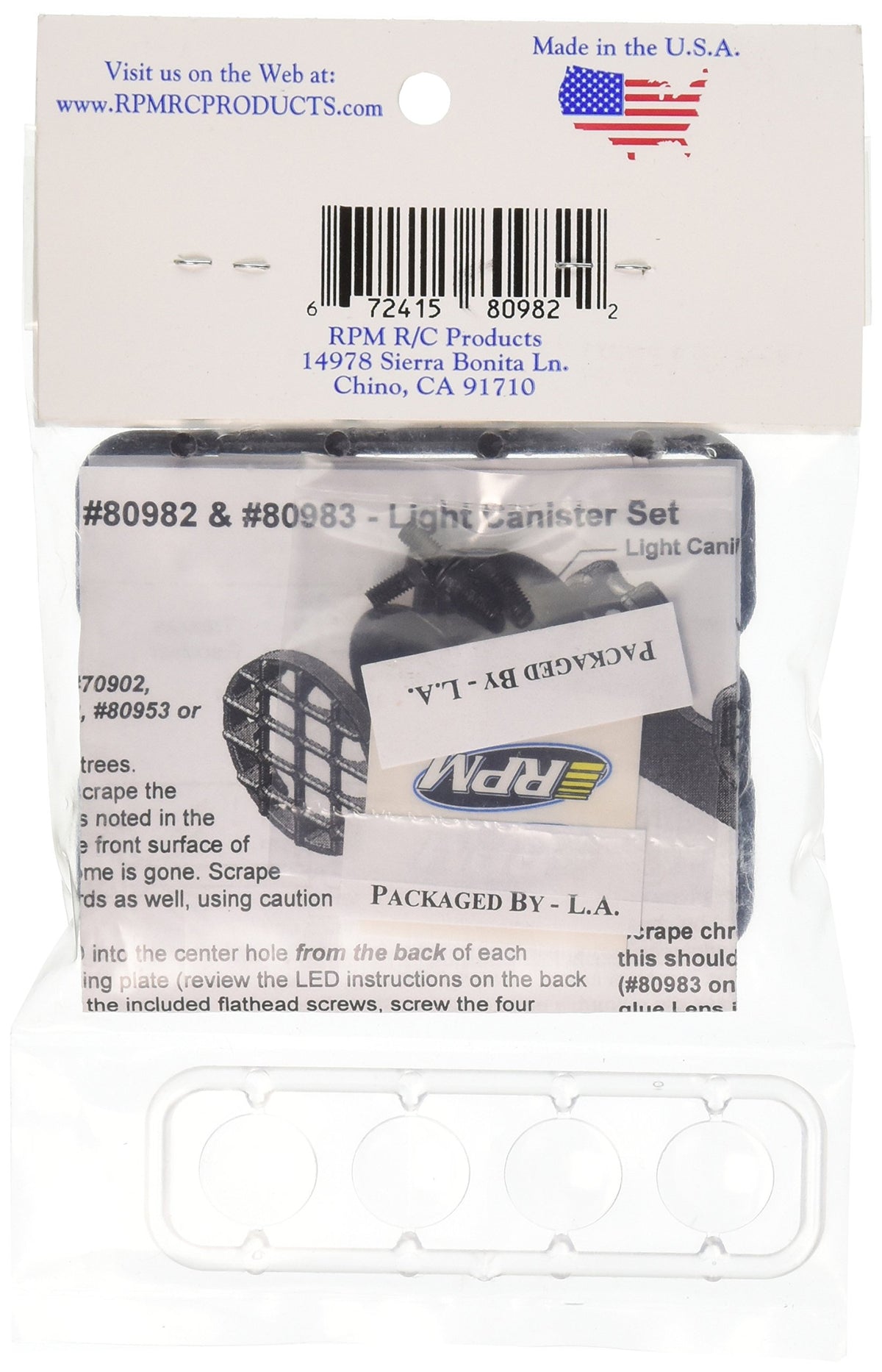 RPM 80982 Bumper Light Canister Set, Black: 1/10 Slash 2wd