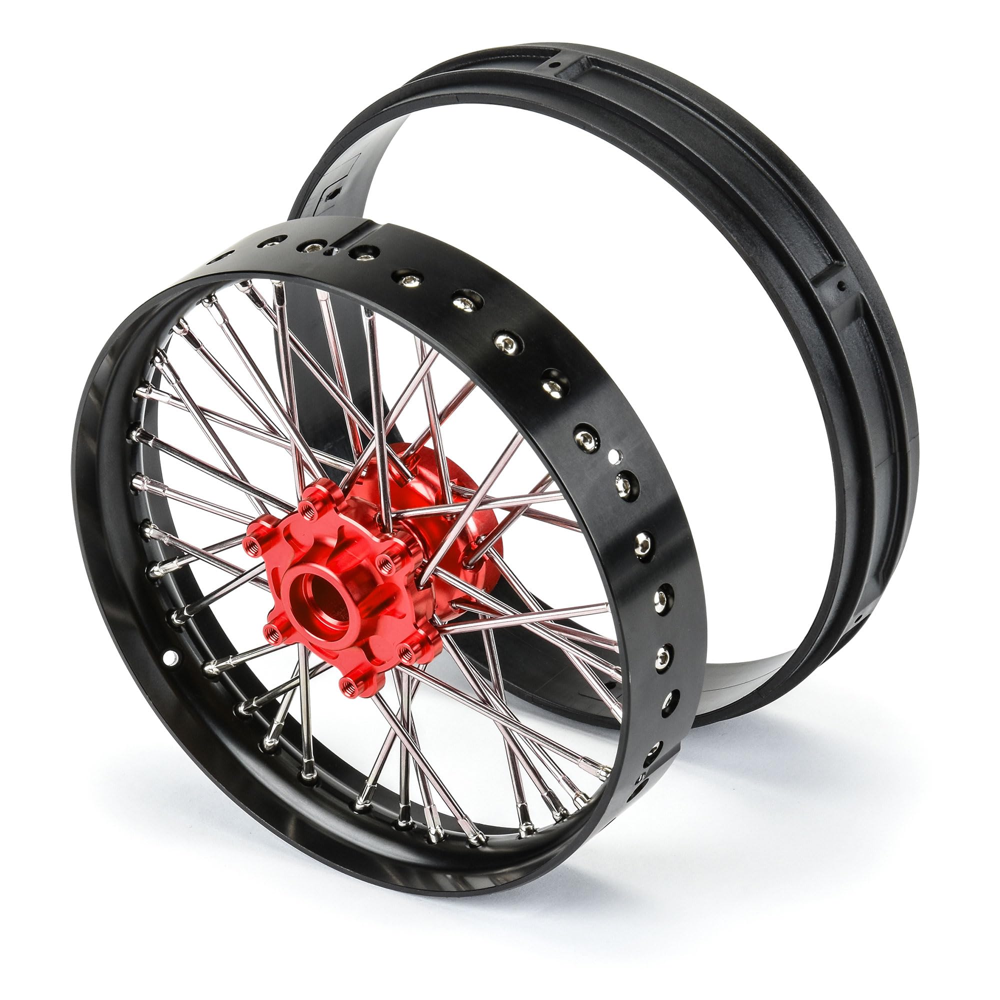 Pro-Line 283600T2 1/4 Pro-Spec Aluminum V2 Bead Front Wheel, Black/Red: Promoto-MX