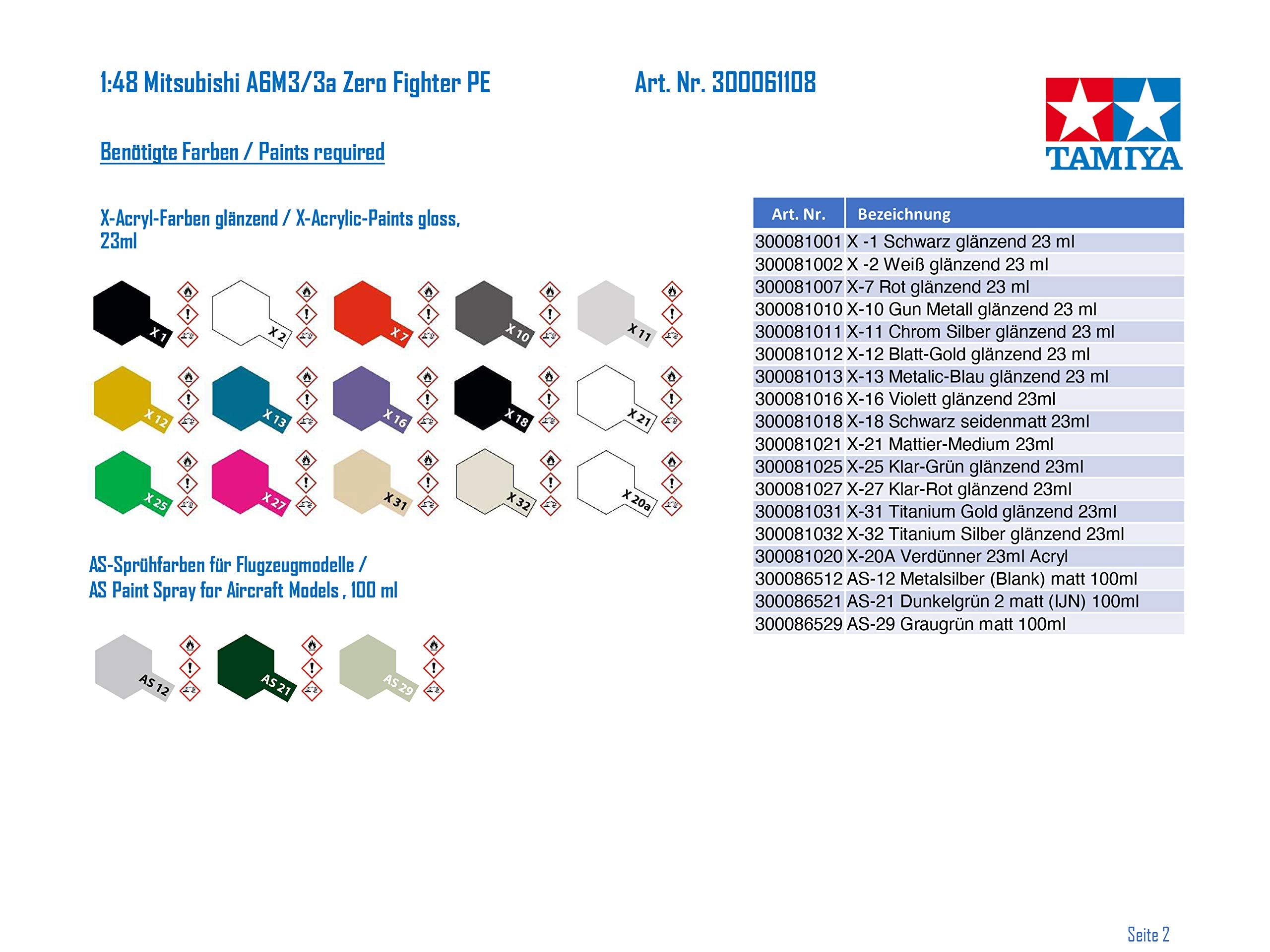 Tamiya 61108 1/48 Mitsubishi A6M3/3a (Zeke)