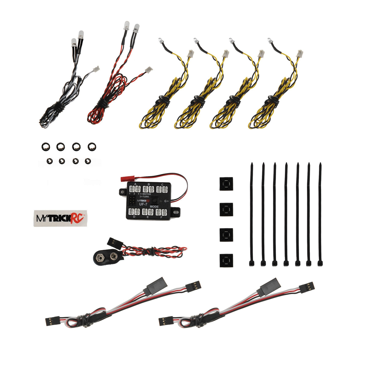 MyTrickRC CR1 Car Package 2 Headlight - 1-UF-7 Controller, 2-White,