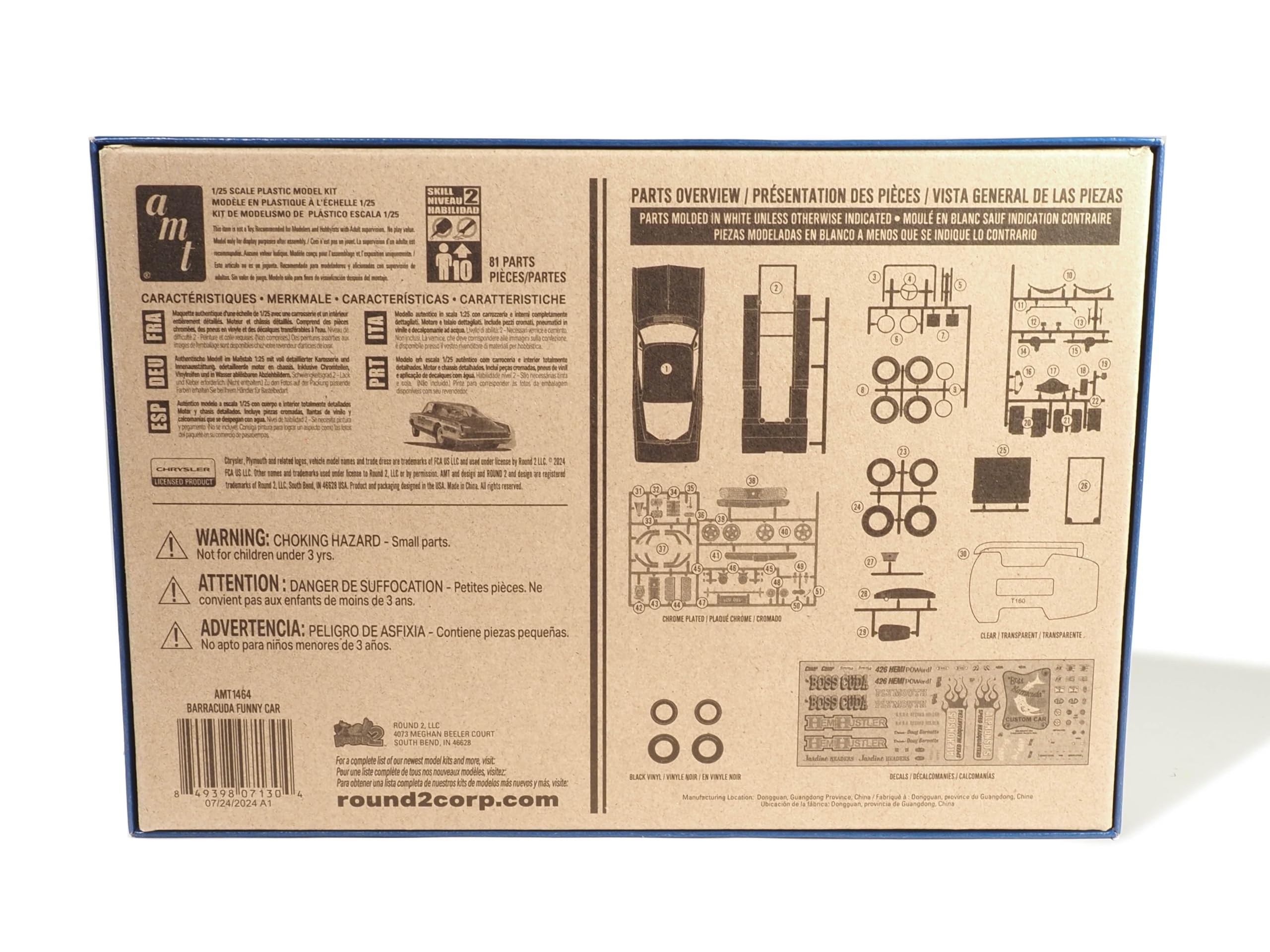 AMT 1464 1966 Plymouth Barracuda Funny Car "Hemi Hustler" Model Kit