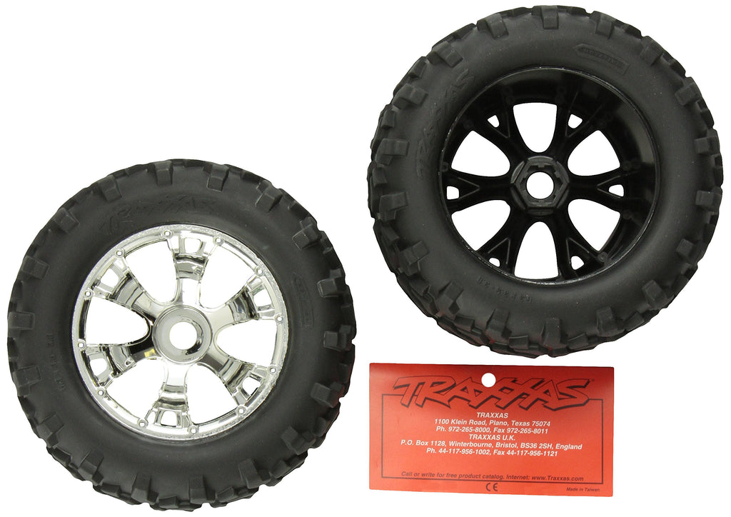 Traxxas 5674 Geode Chrome Wheels/Maxx Tires (2) 17mm Hub: Revo E-Revo E-Maxx