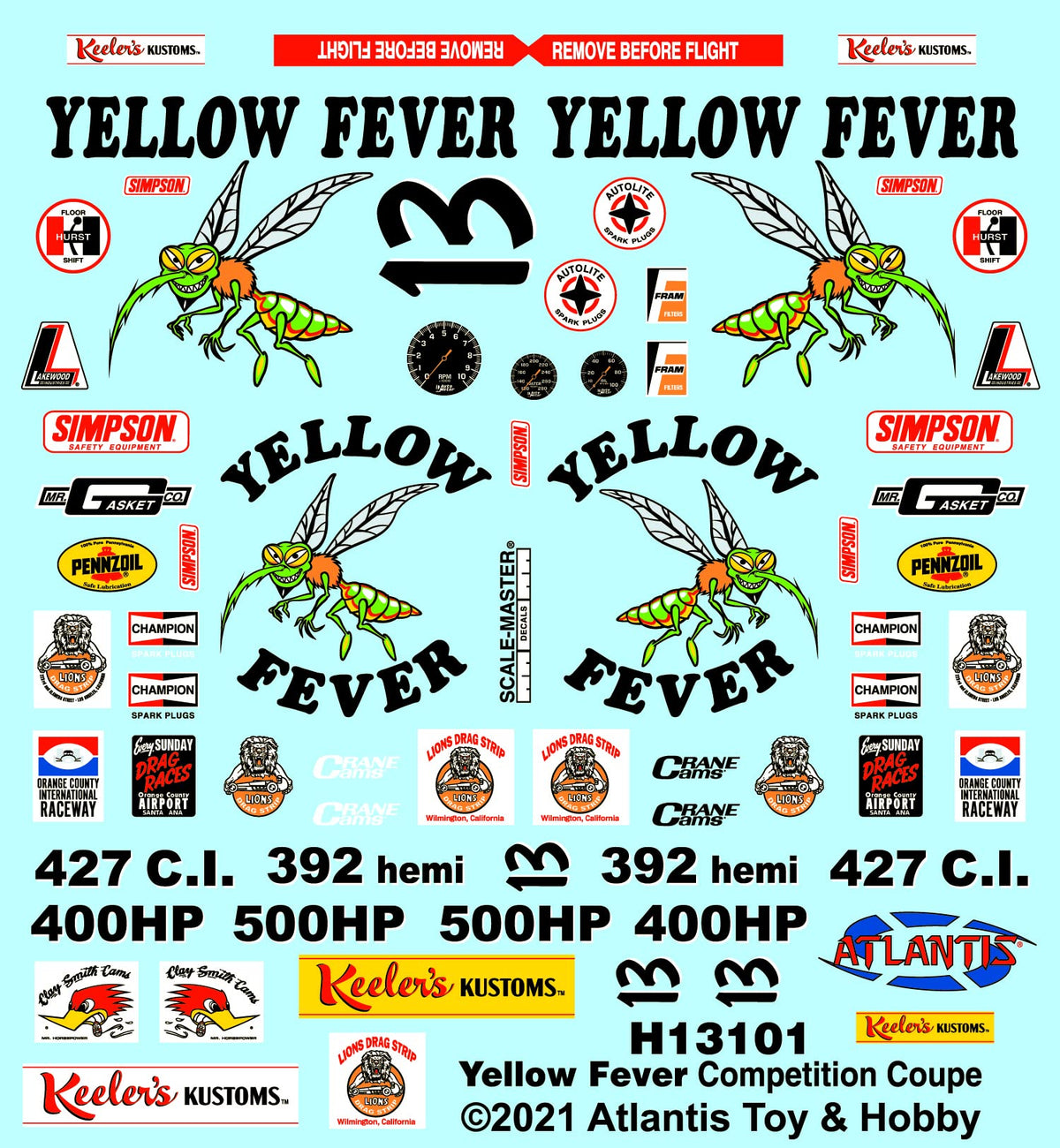 Atlantis 13101 Yellow Fever Dragster Keelers Kustoms 1:25 Model Kit