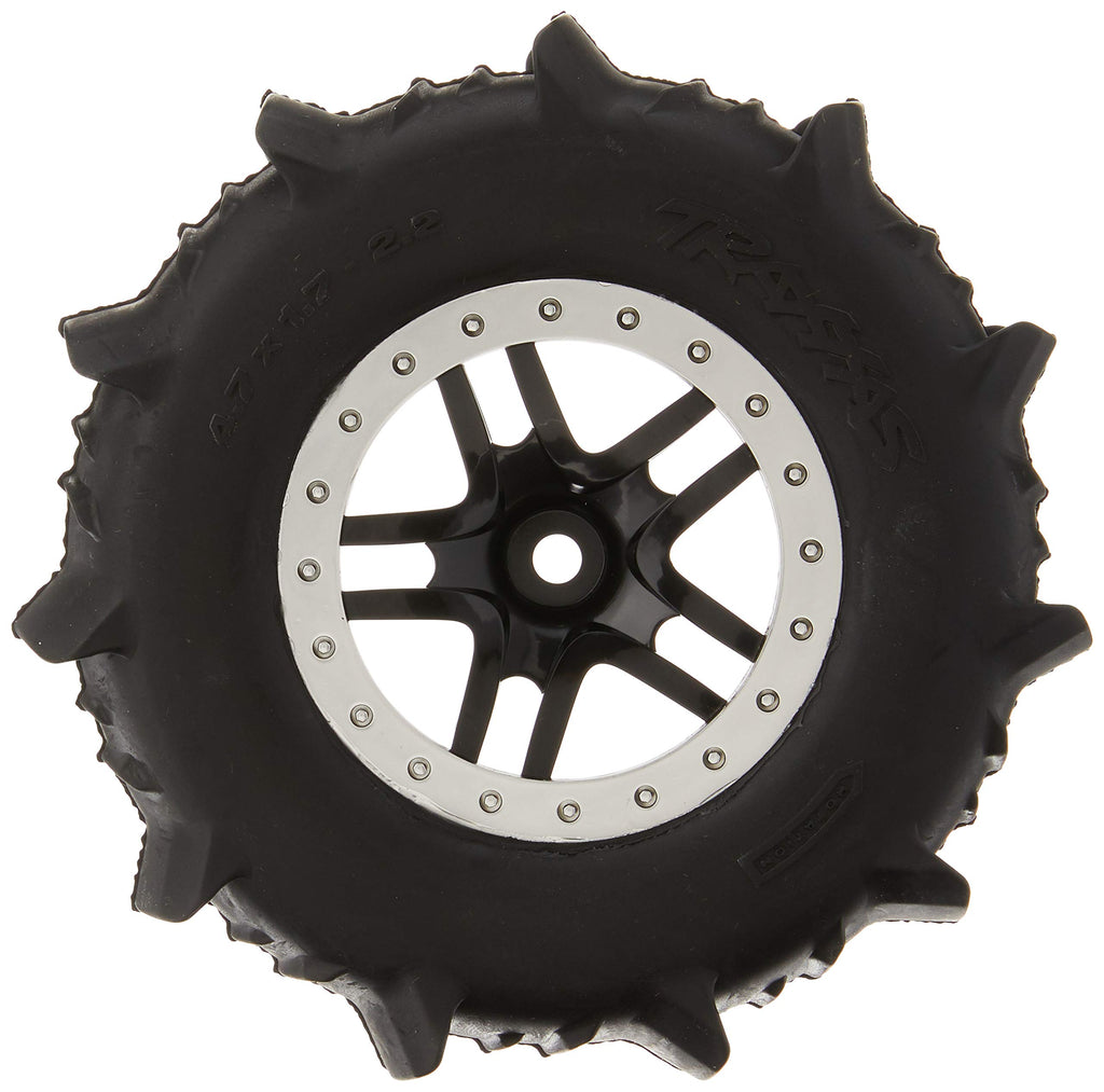 Traxxas 5891 SCT Paddle Tires Wheels Satin Chrome Slash 4X4 2WD Rear
