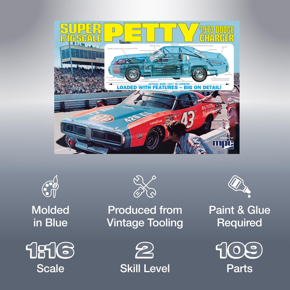 MPC 938 1/16 Richard Petty 1973 Dodge Charger Model kit