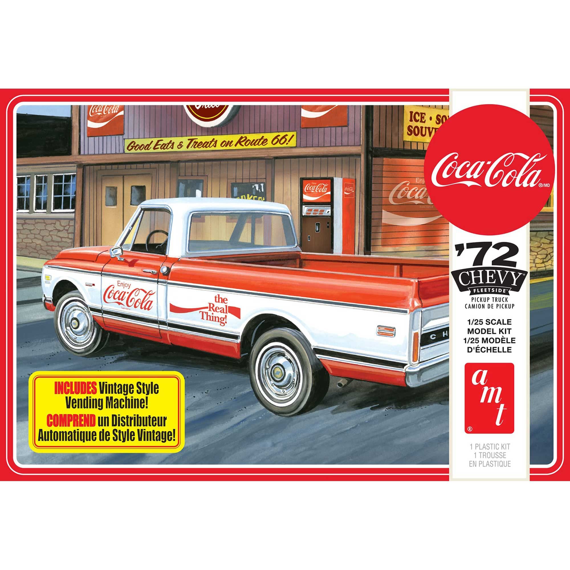 AMT 1231M 1972 Chevy Pickup w/ Vintage Style Vending Machine & Crates Model Kit