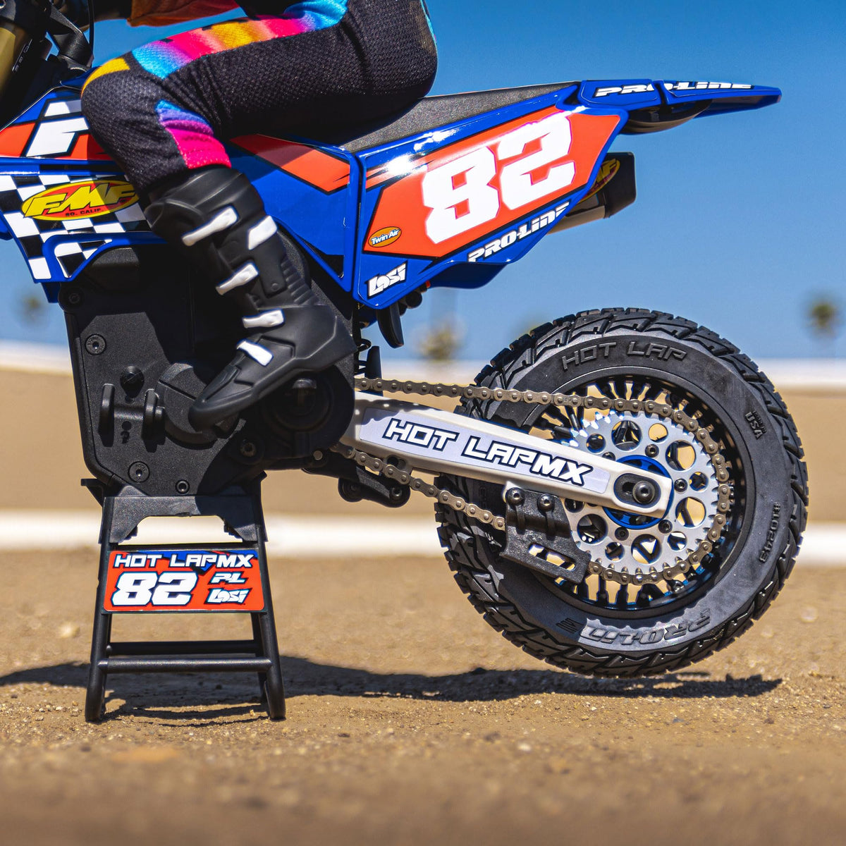 Pro-Line 1024310 Hot Lap S3 Motorcycle Rear Tire Mounted on Black Supermoto Wheel for Promoto-MX Rear