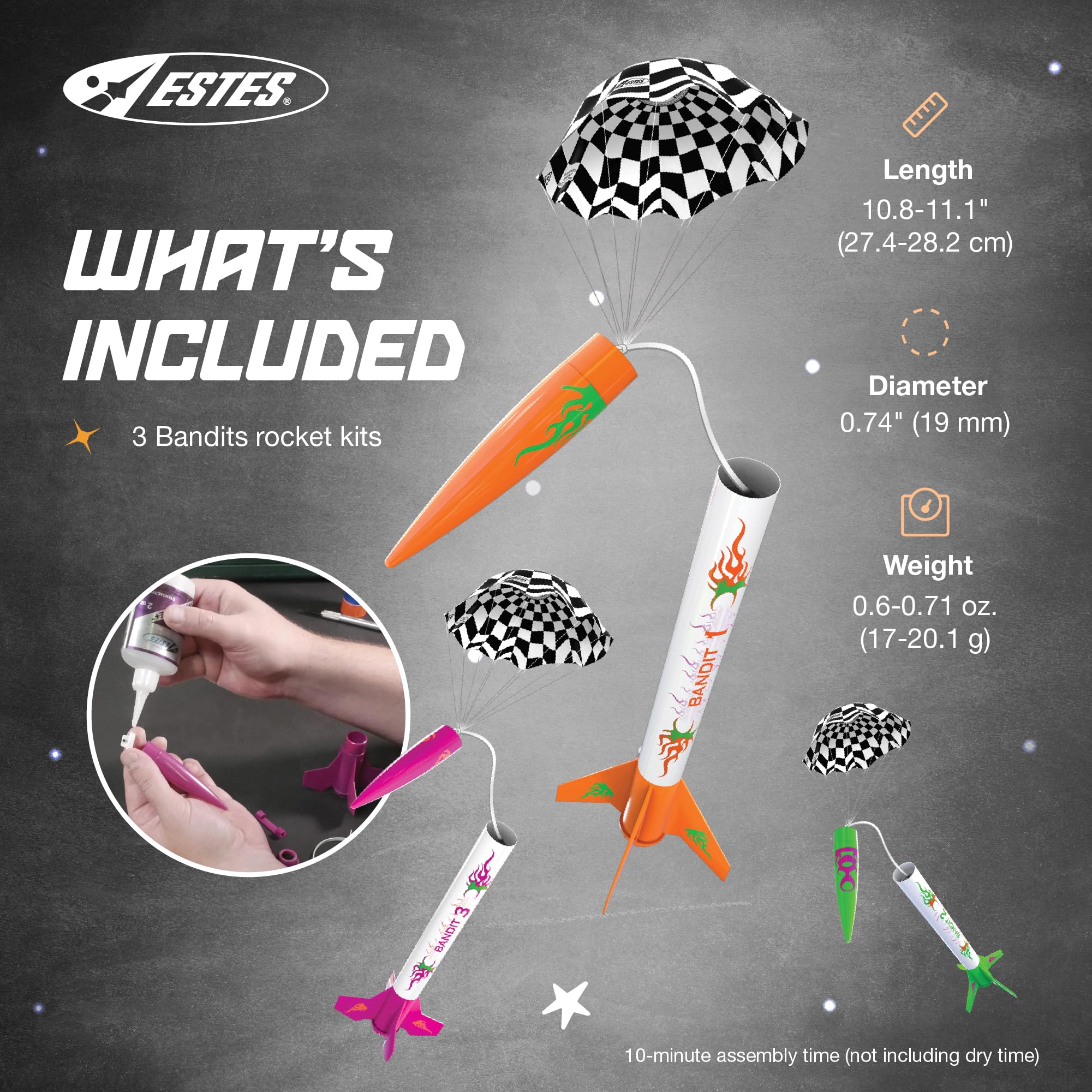 Estes 2435 3 Bandits Mini Kit E2X Easy-to-Assemble