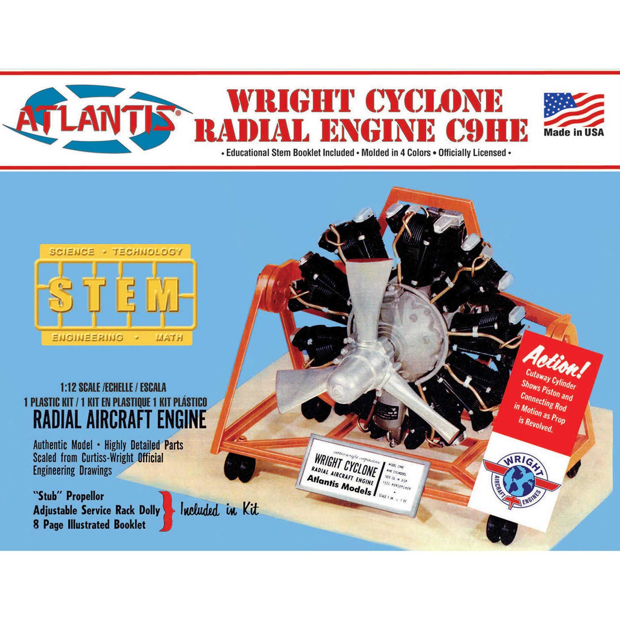 Atlantis M6052 Wright Cyclone 9 Radial Engine STEM 1:12 Model Kit