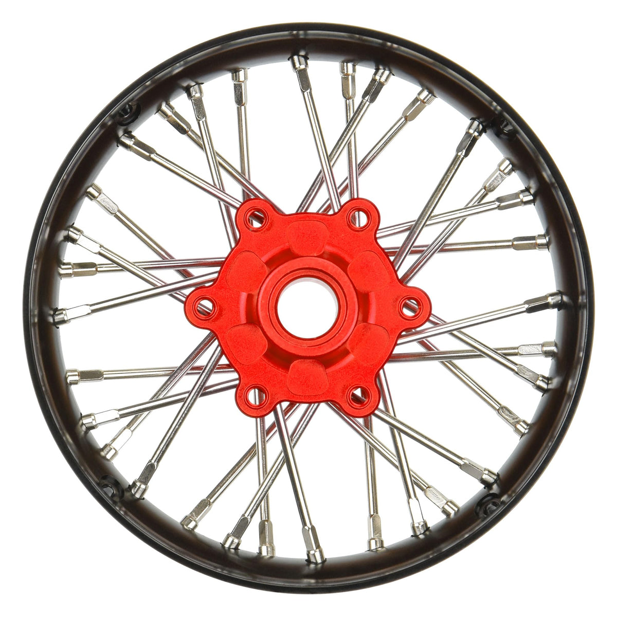 Pro-Line 284700T2 Pro-Spec Aluminum V2 Bead Front Wheel Assembled, Black/Red for Losi Promoto-SM