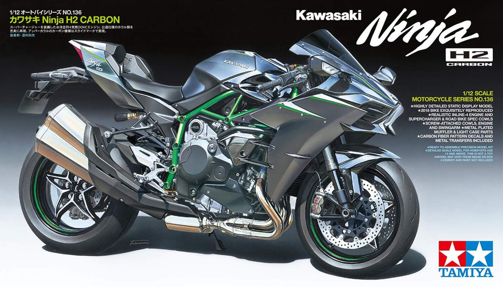Tamiya 14136 1/12 Kawasaki Ninja H2 Carbon Model Kit