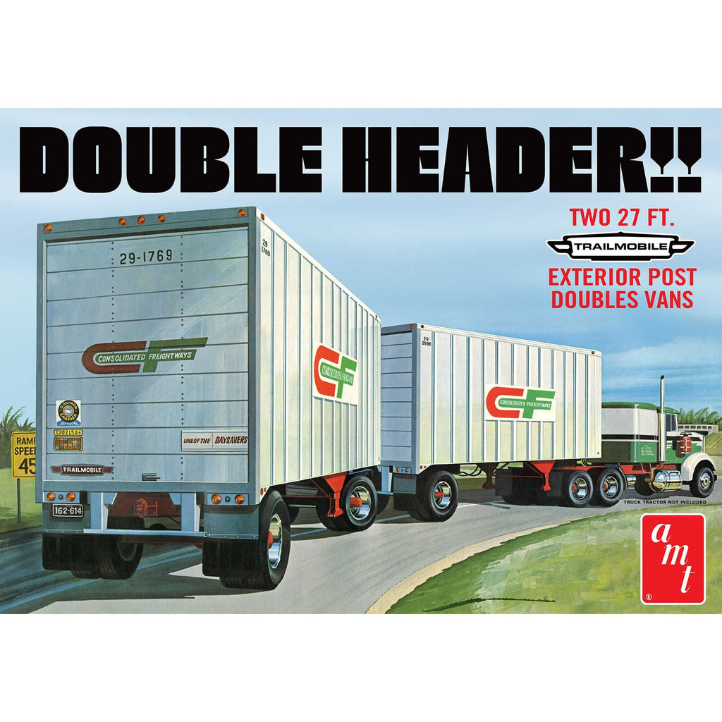 AMT 1132 1/25 Double Header Tandem Van Trailers Truck Model Kit Trailmobile